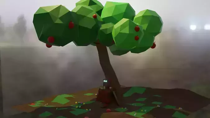 a cute model tree with apples
