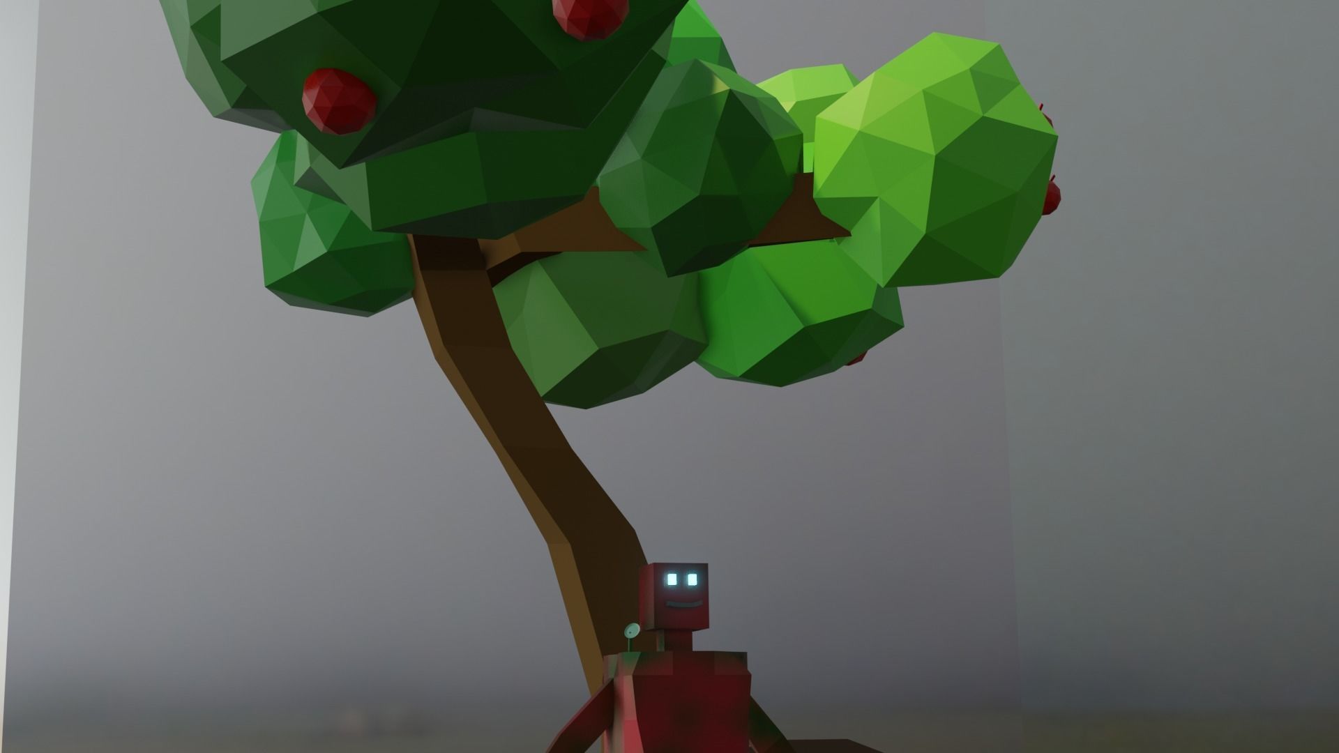 a cute model tree with apples Low-poly 3D model_4