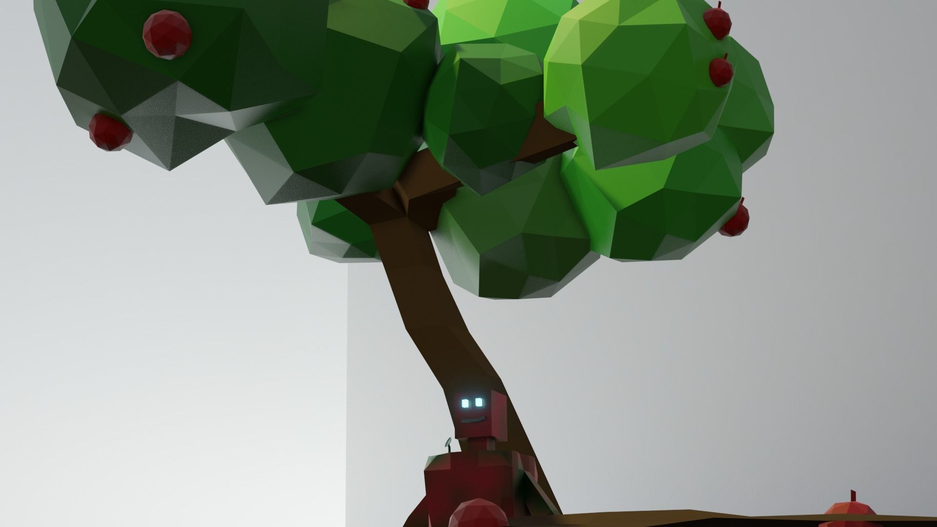 a cute model tree with apples Low-poly 3D model_3