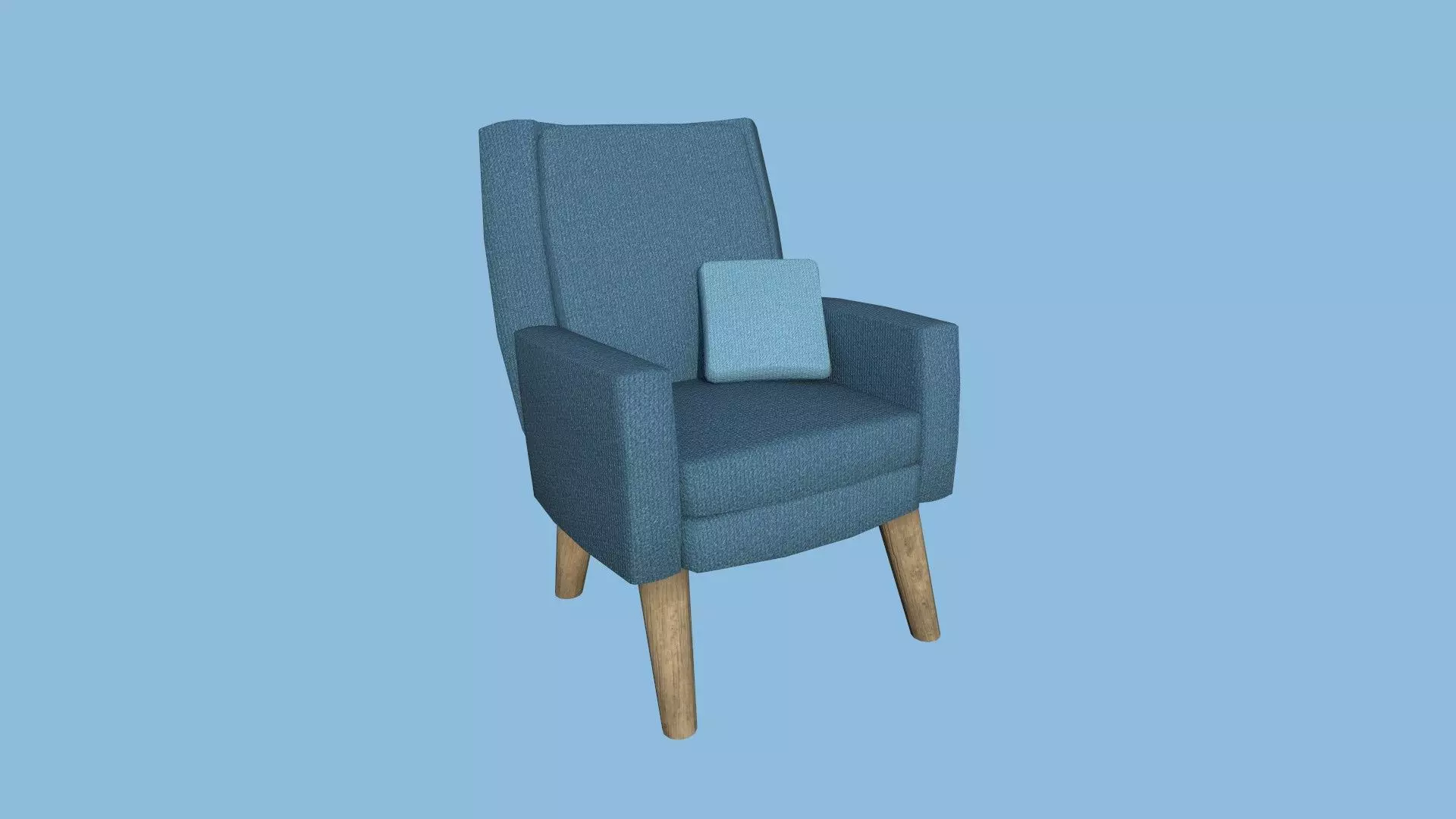 Blue Classic Armchair Pillow - Furniture Interior Design Low-poly 3D model_0
