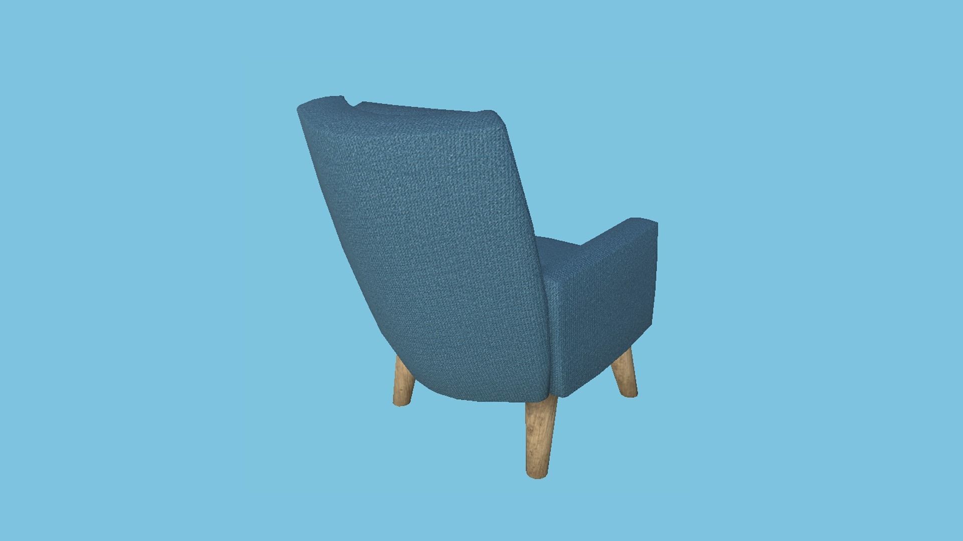 Blue Classic Armchair Pillow - Furniture Interior Design Low-poly 3D model_4