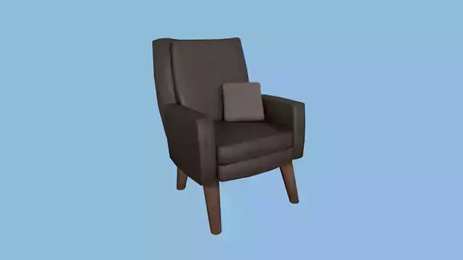 Brown Leather Armchair Pillow - Furniture Interior Design Low-poly 3D model