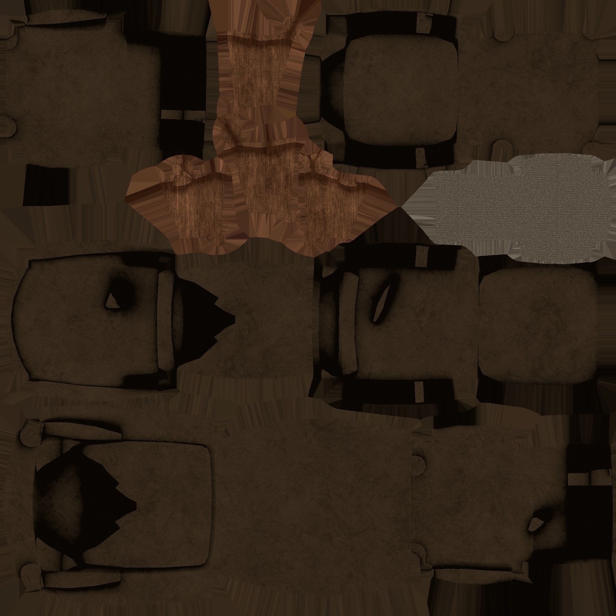 Brown Leather Armchair Pillow - Furniture Interior Design Low-poly 3D model_13