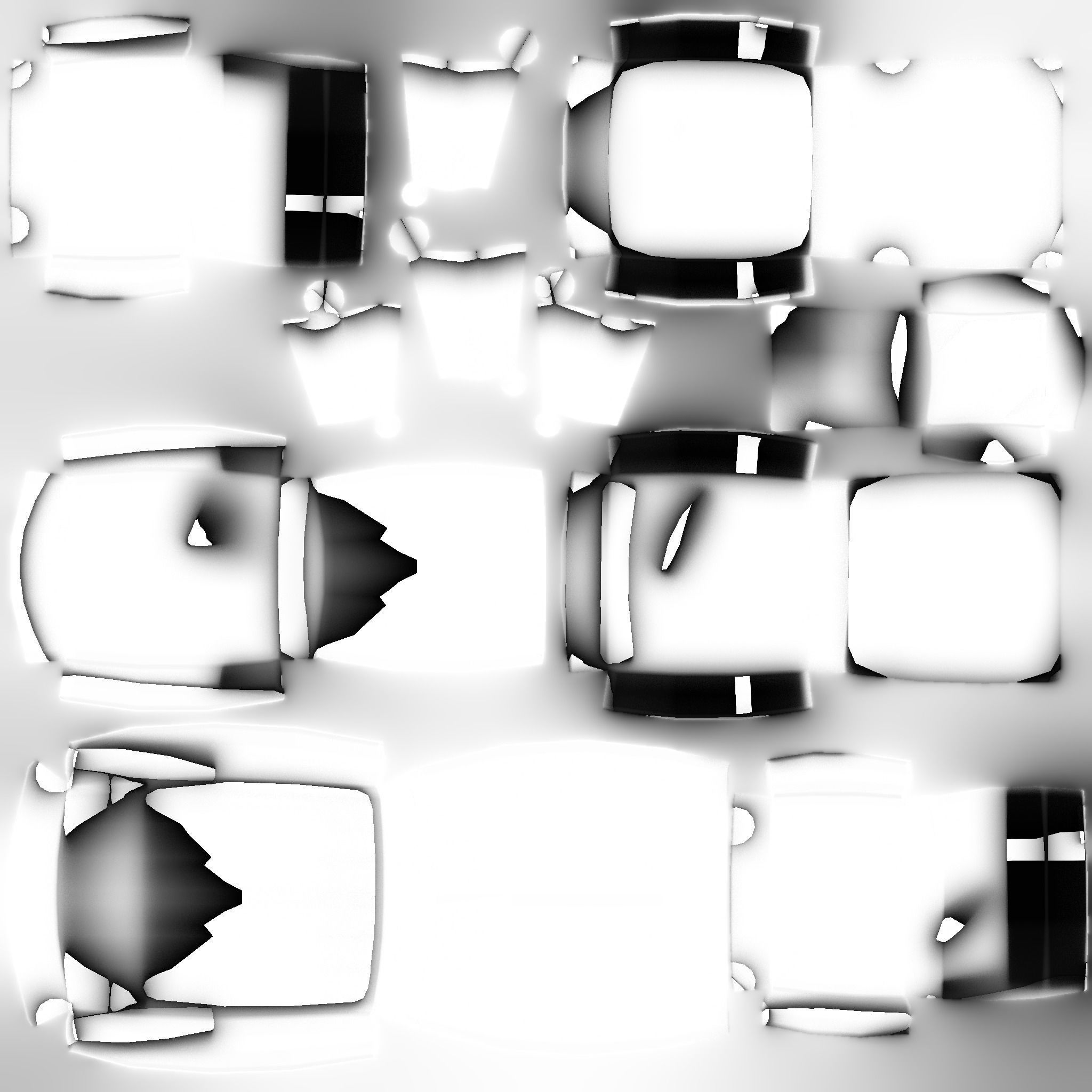 Blue Plaid Armchair Pillow - Furniture Interior Design Low-poly 3D model_11