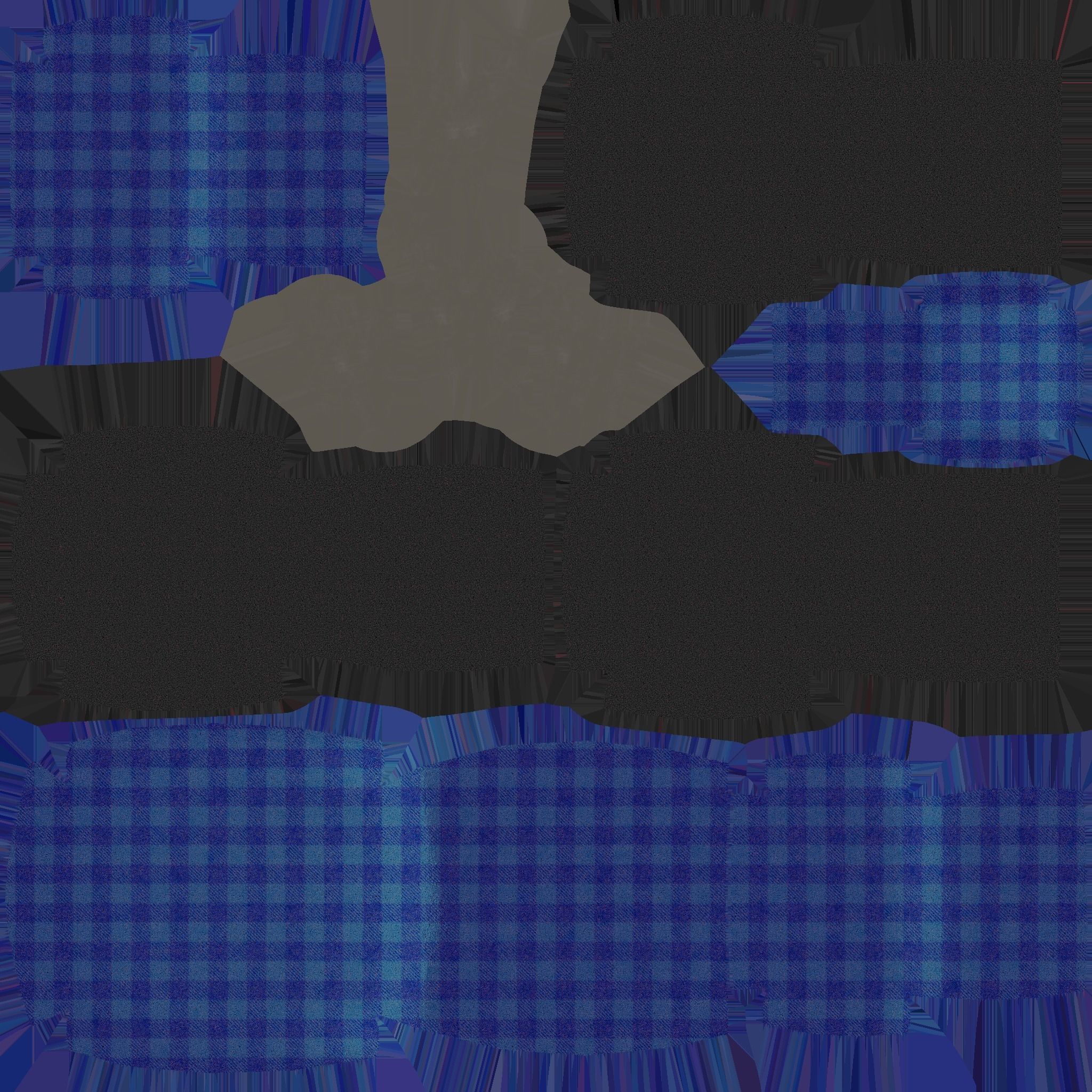 Blue Plaid Armchair Pillow - Furniture Interior Design Low-poly 3D model_12