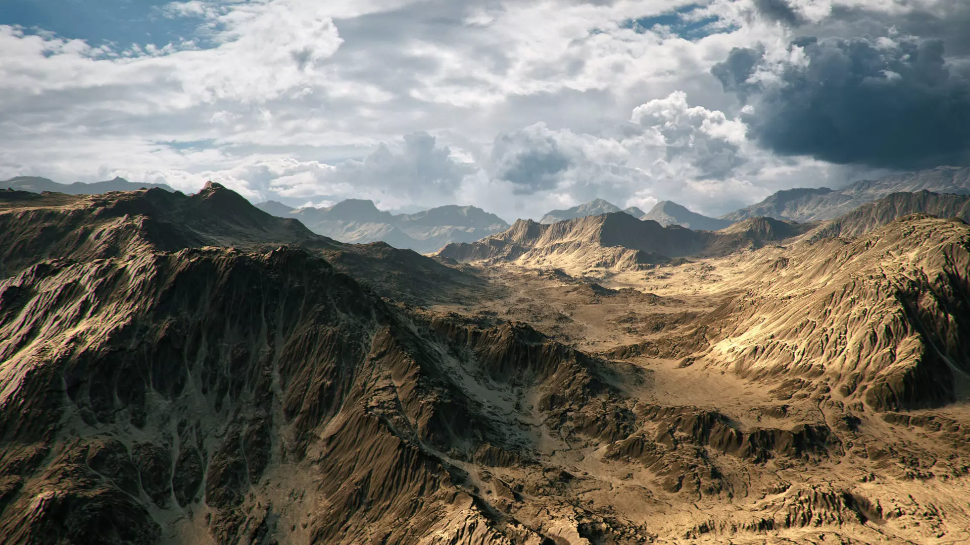 Desert Mountain Low-poly 3D model_0