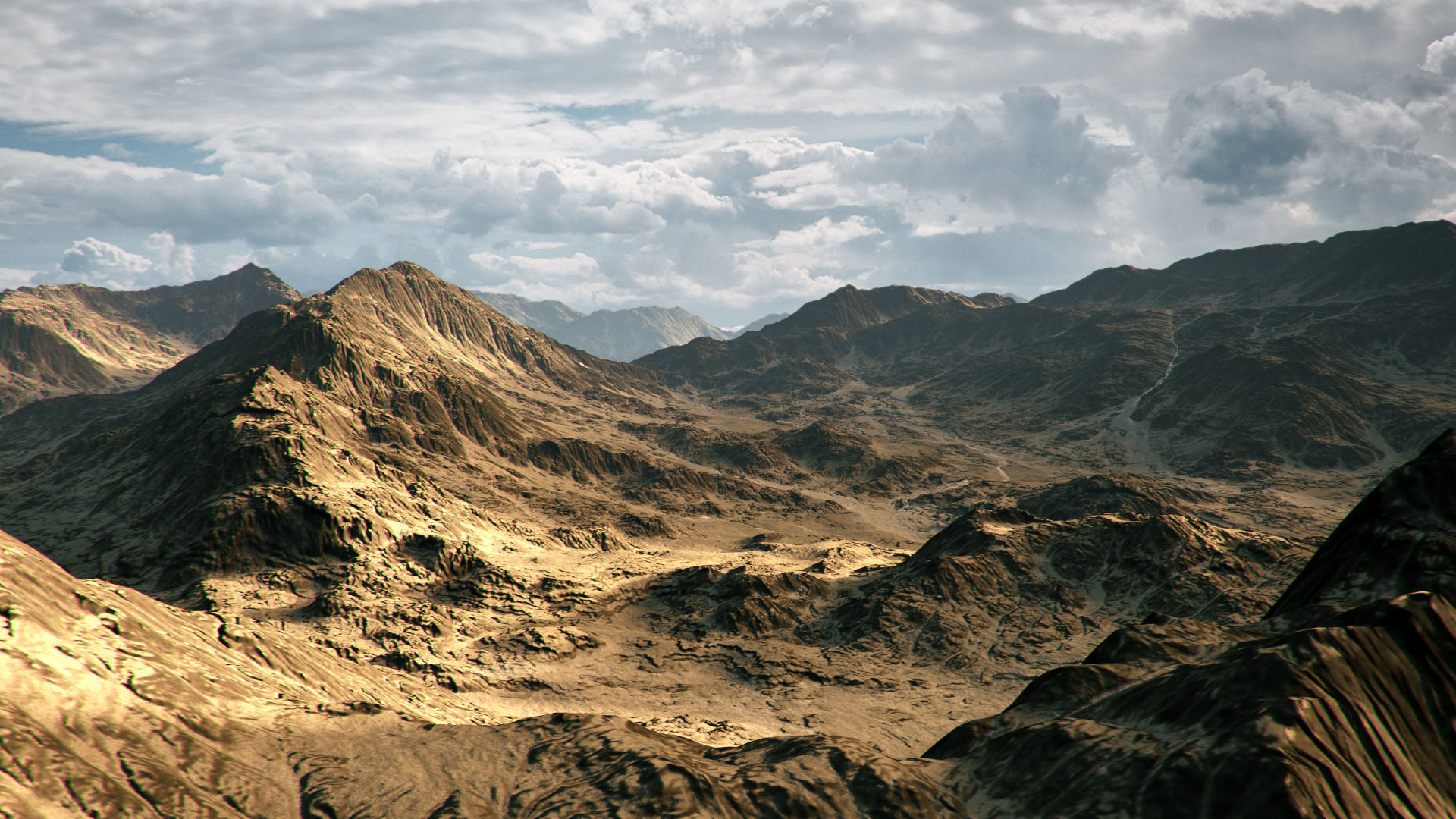 Desert Mountain Low-poly 3D model_1