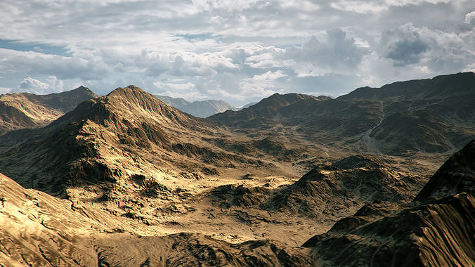 Desert Mountain Low-poly 3D model 2