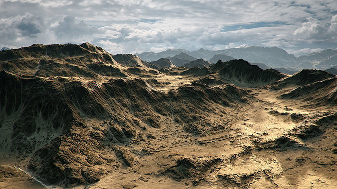 Desert Mountain Low-poly 3D model 3