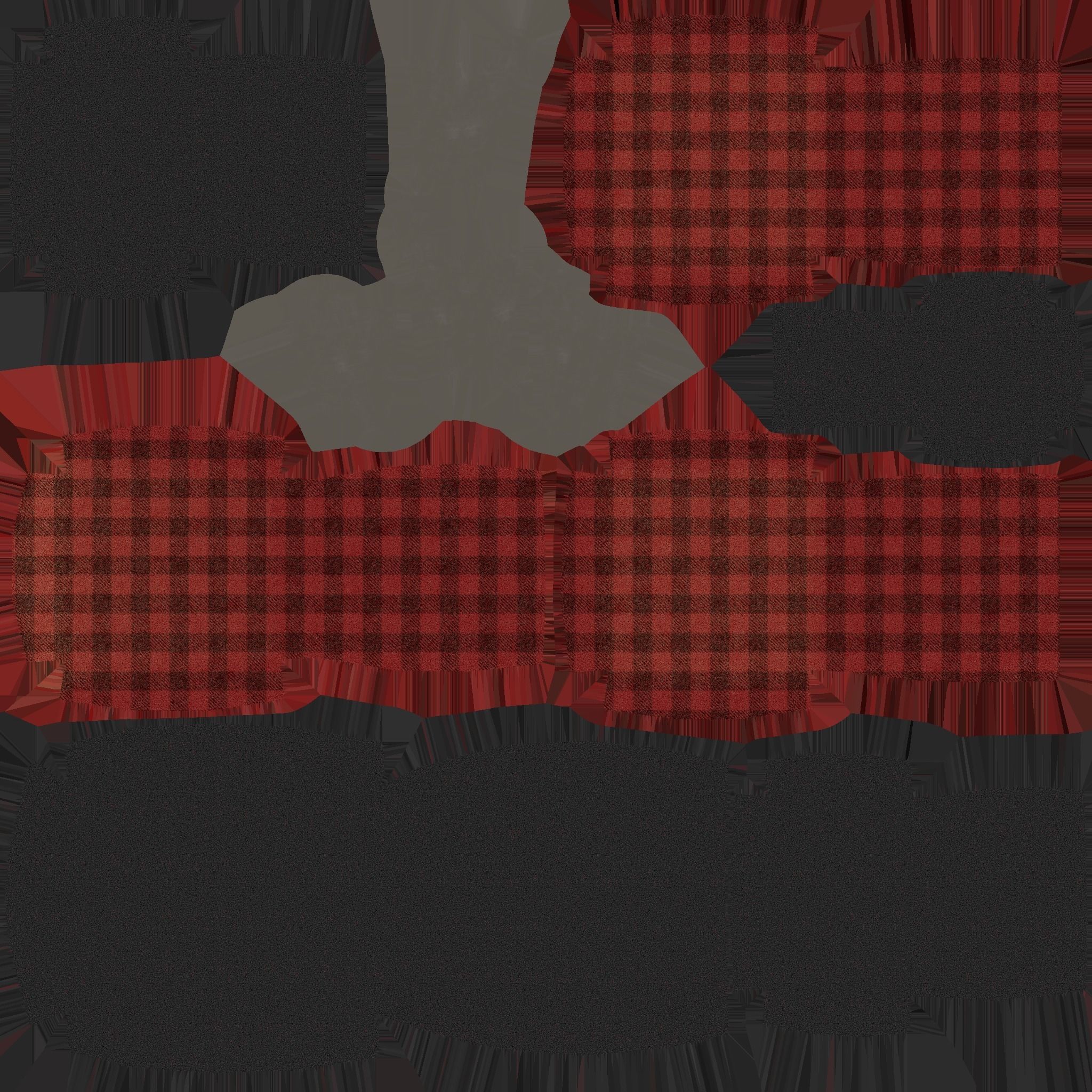 Red Plaid Armchair Pillow - Furniture Interior Design Low-poly 3D model_12