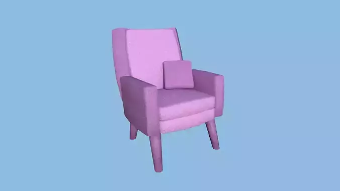 Pink Beauty Armchair Pillow - Furniture Interior Design Low-poly 3D model