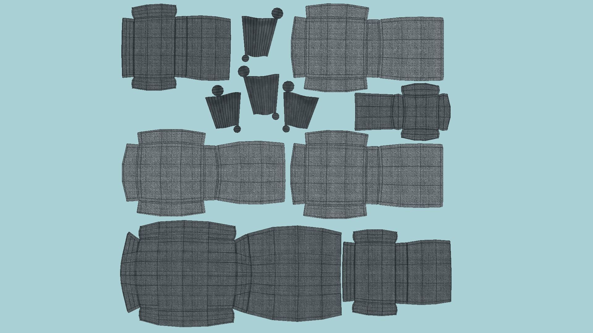 Gray Fabric Armchair Pillow - Furniture Interior Design Free low-poly 3D model_6