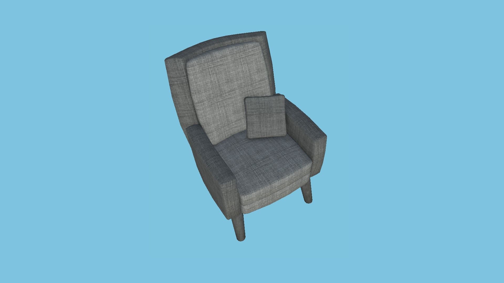 Gray Fabric Armchair Pillow - Furniture Interior Design Free low-poly 3D model_3