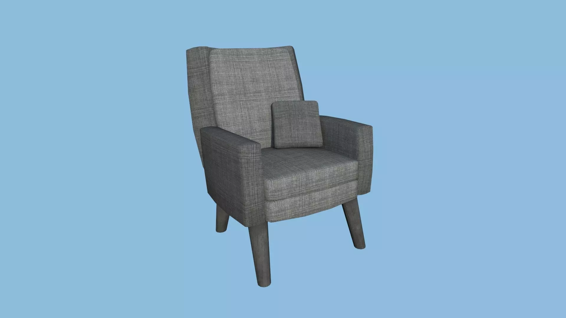 Gray Fabric Armchair Pillow - Furniture Interior Design Free low-poly 3D model_0