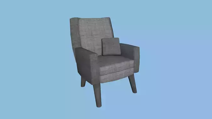Gray Fabric Armchair Pillow - Furniture Interior Design Free low-poly 3D model