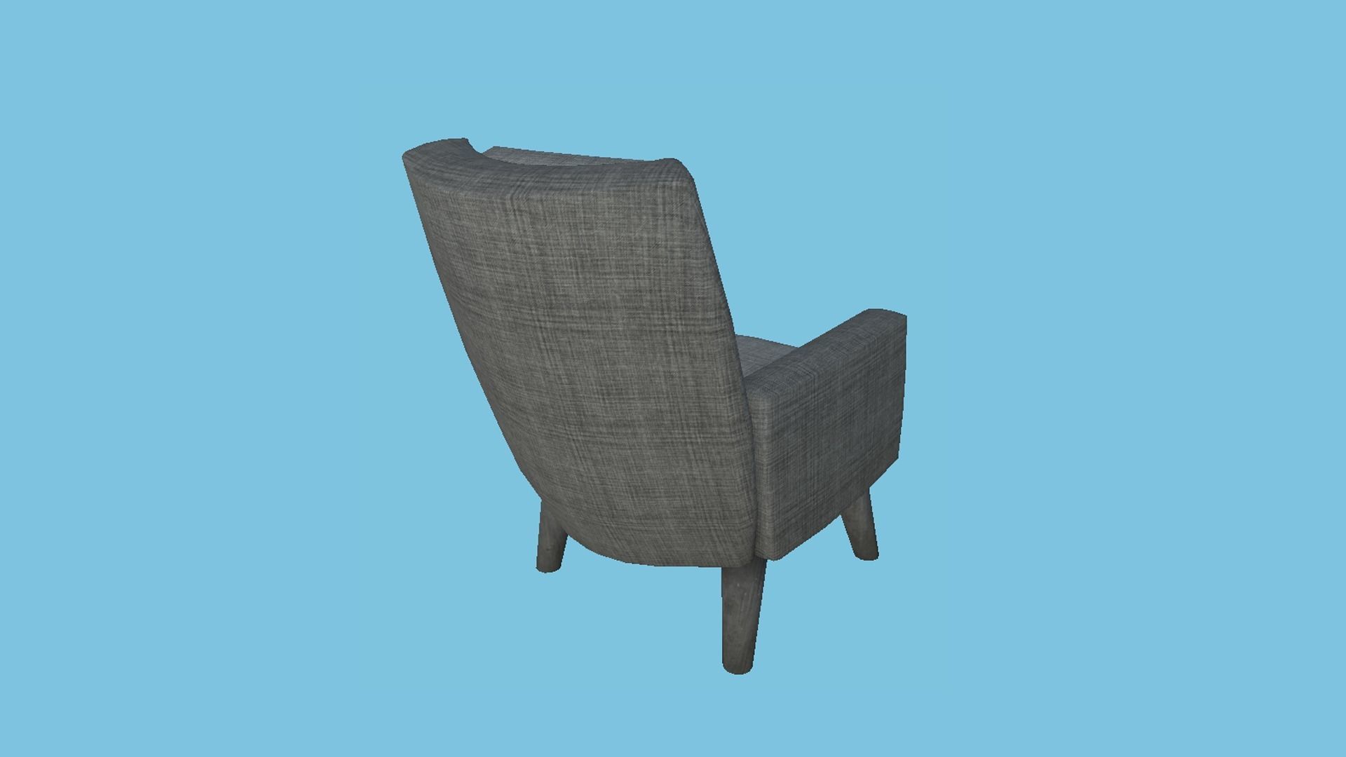 Gray Fabric Armchair Pillow - Furniture Interior Design Free low-poly 3D model_1