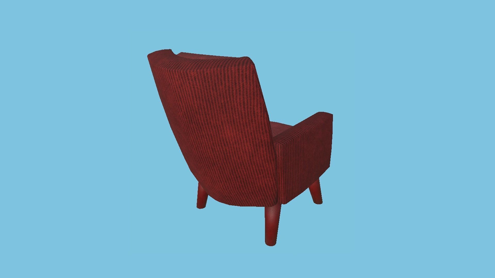 Red Fabric Armchair Pillow - Furniture Interior Design Low-poly 3D model_2