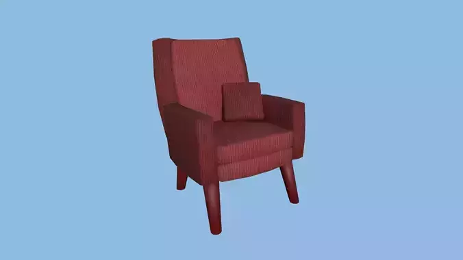 Red Fabric Armchair Pillow - Furniture Interior Design Low-poly 3D model