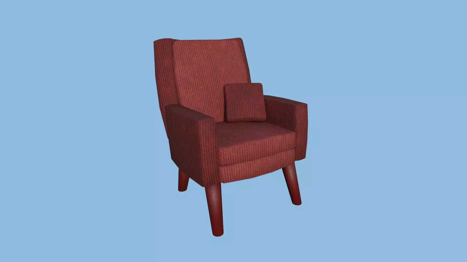 Red Fabric Armchair Pillow - Furniture Interior Design Low-poly 3D model_0