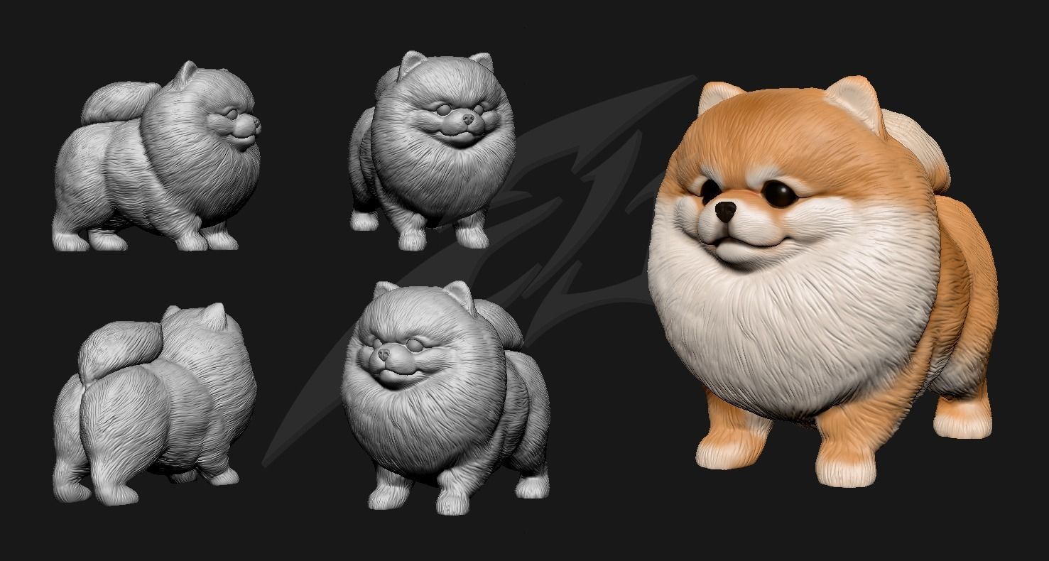Cute Pomerranian STL and VRML 3D print model_4