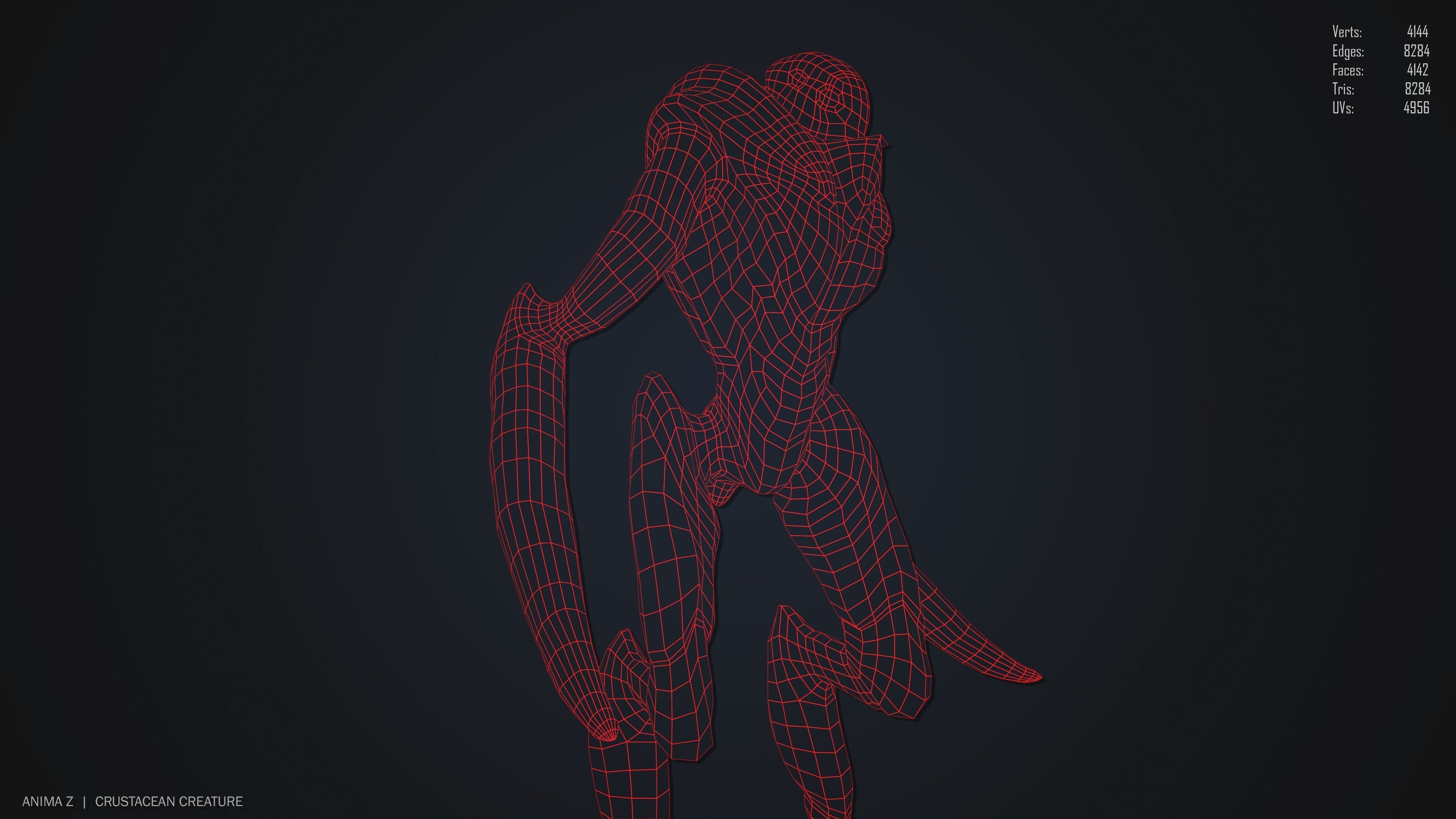 Crustacean creature Low-poly 3D model_12