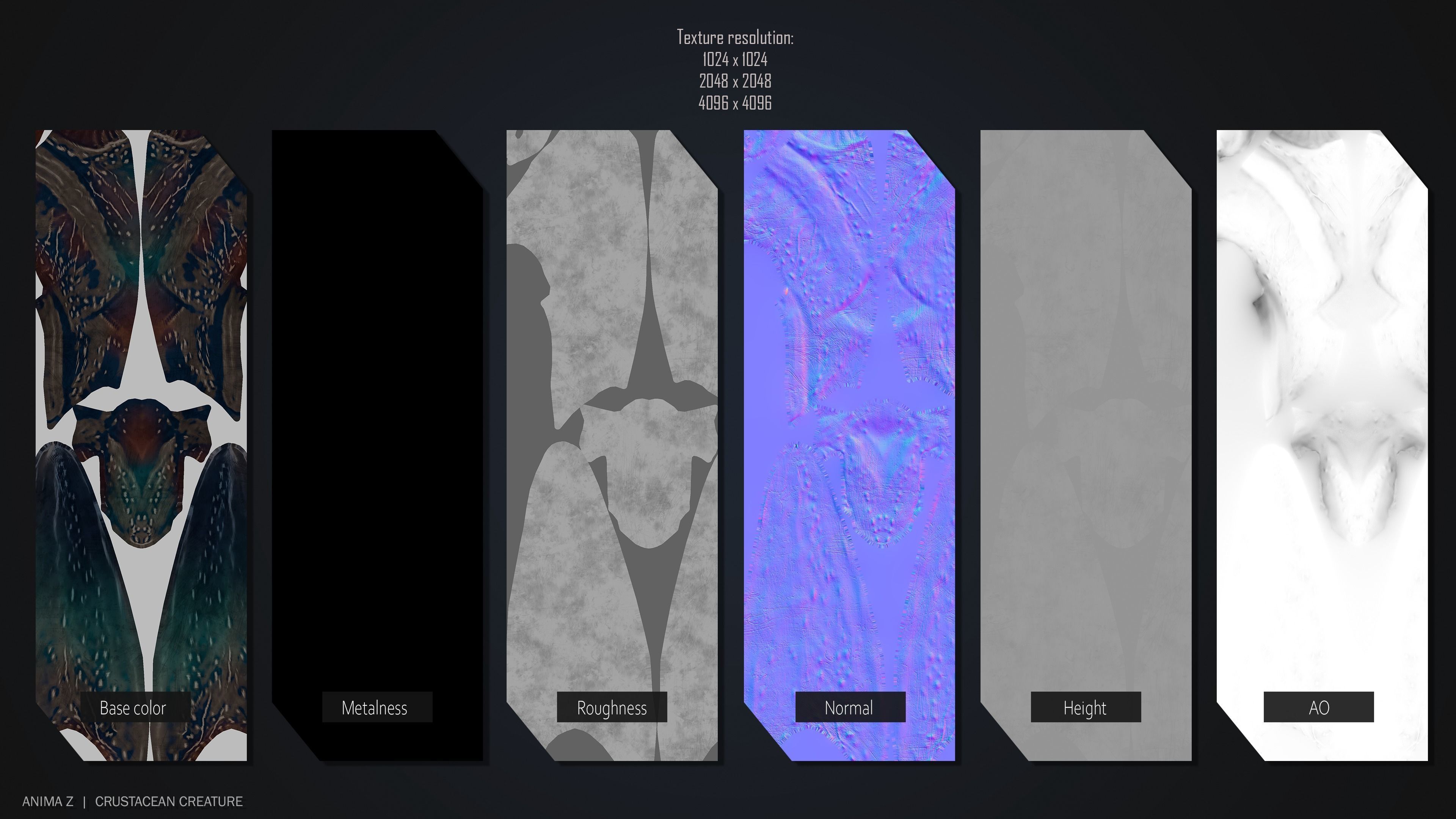 Crustacean creature Low-poly 3D model_3