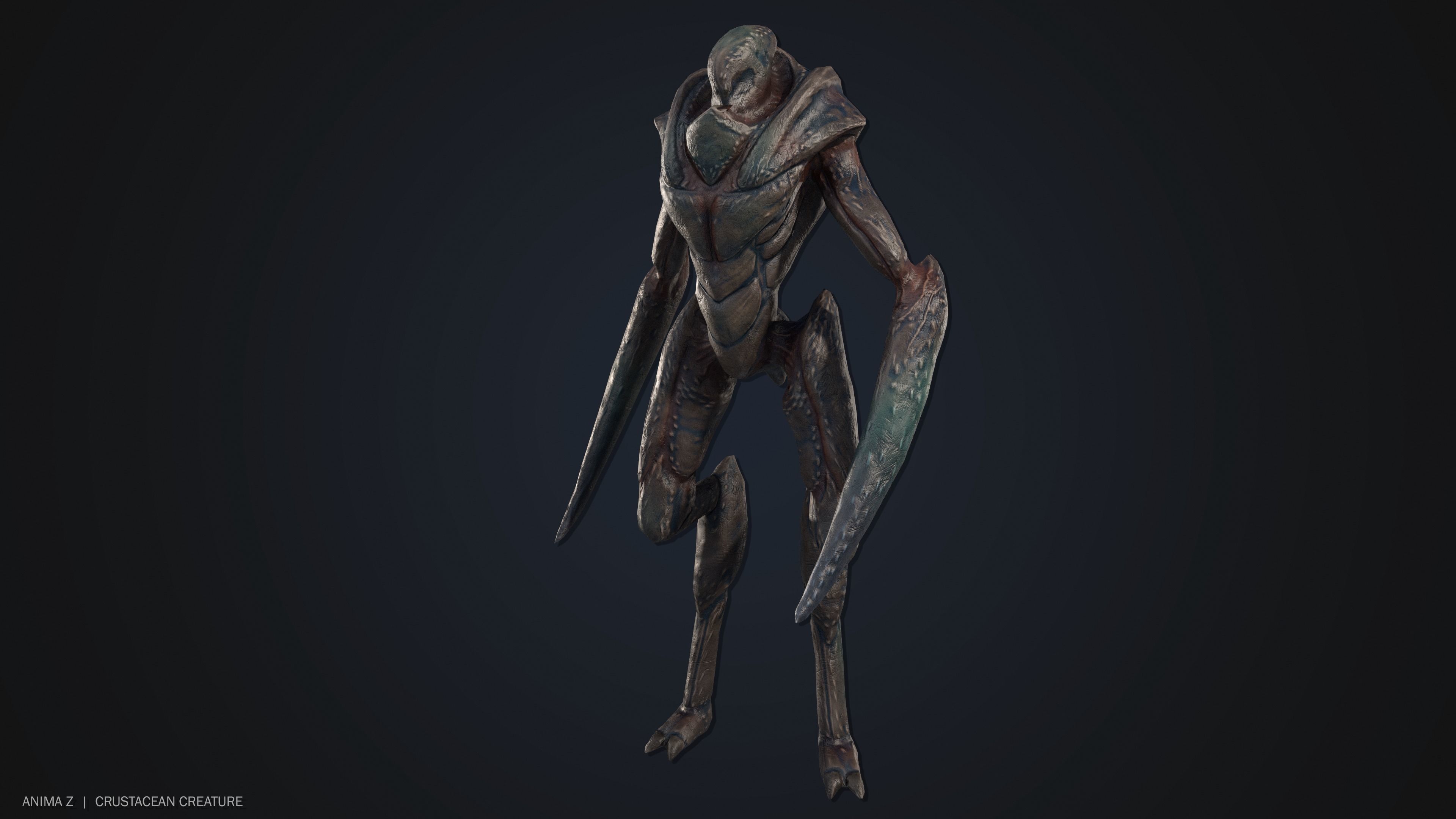 Crustacean creature Low-poly 3D model_4
