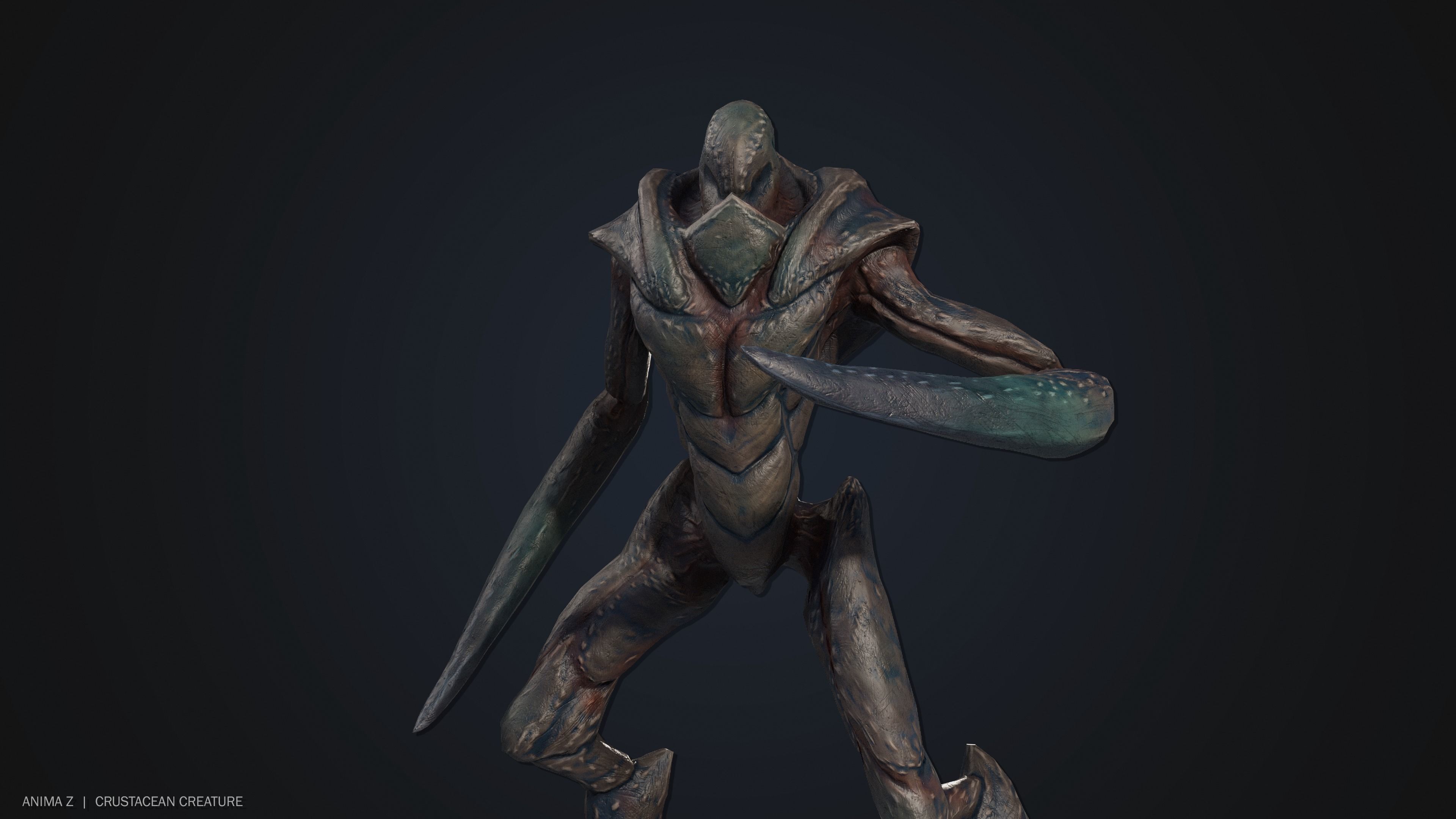 Crustacean creature Low-poly 3D model_8
