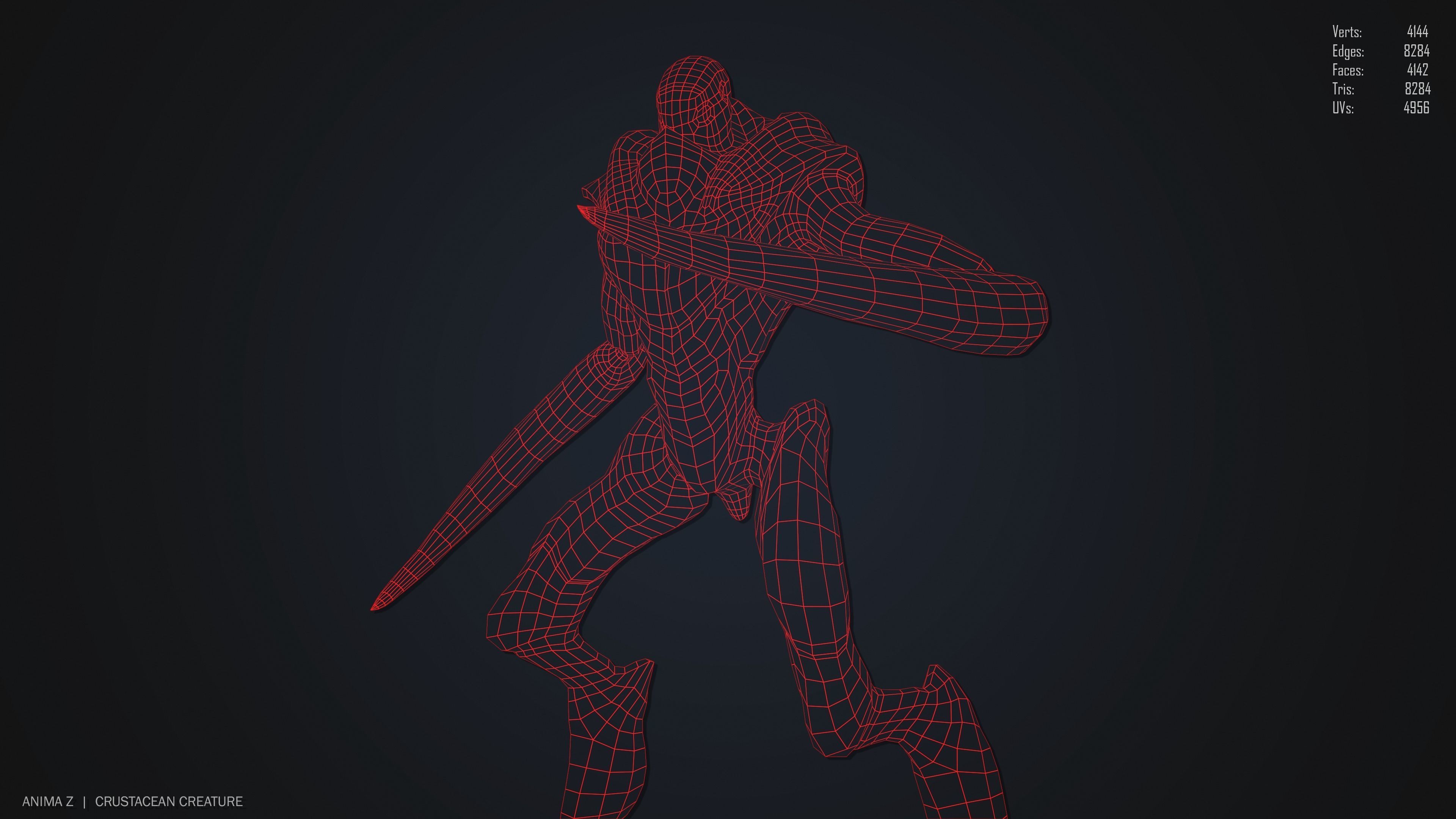 Crustacean creature Low-poly 3D model_15