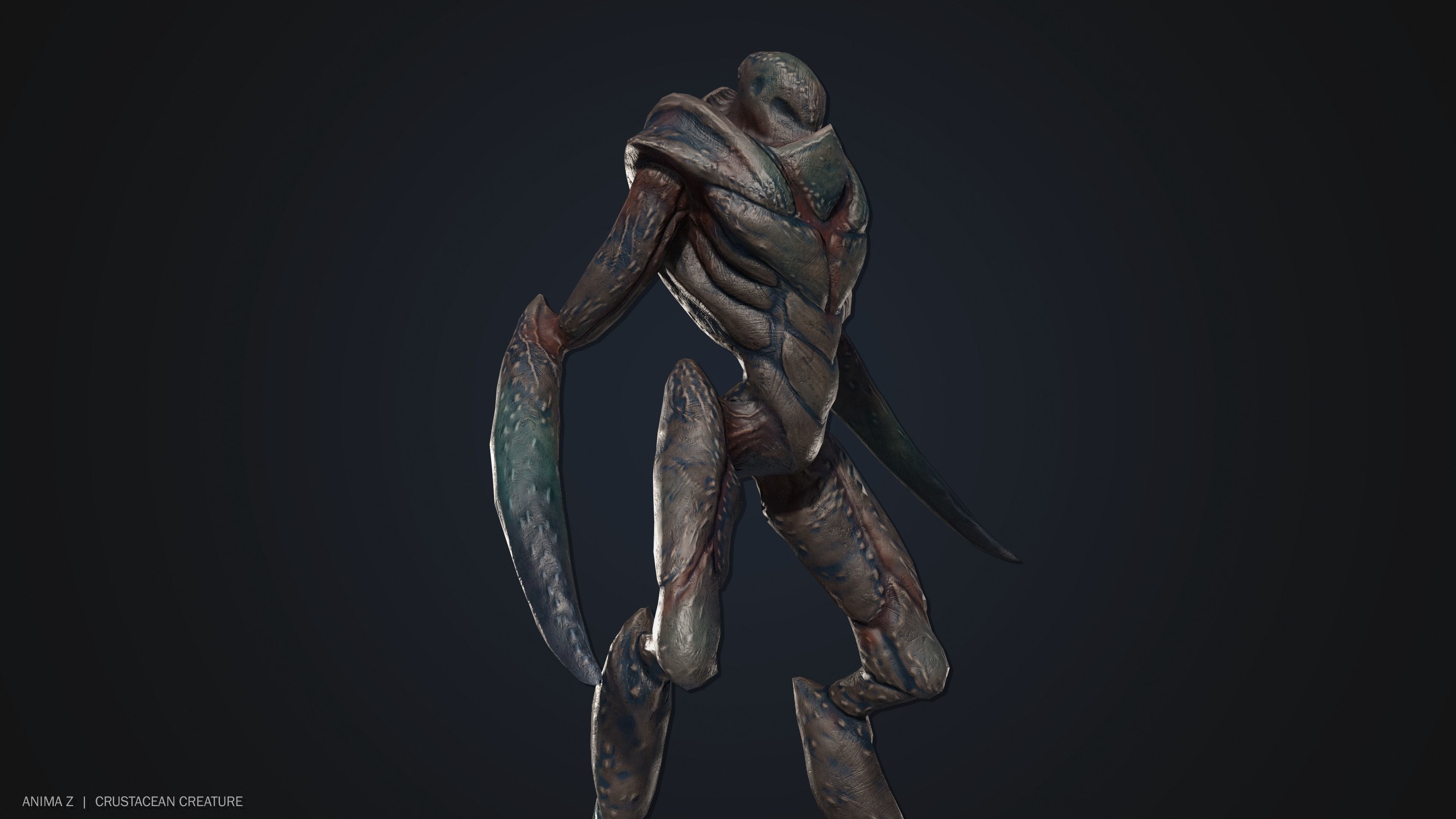 Crustacean creature Low-poly 3D model_7