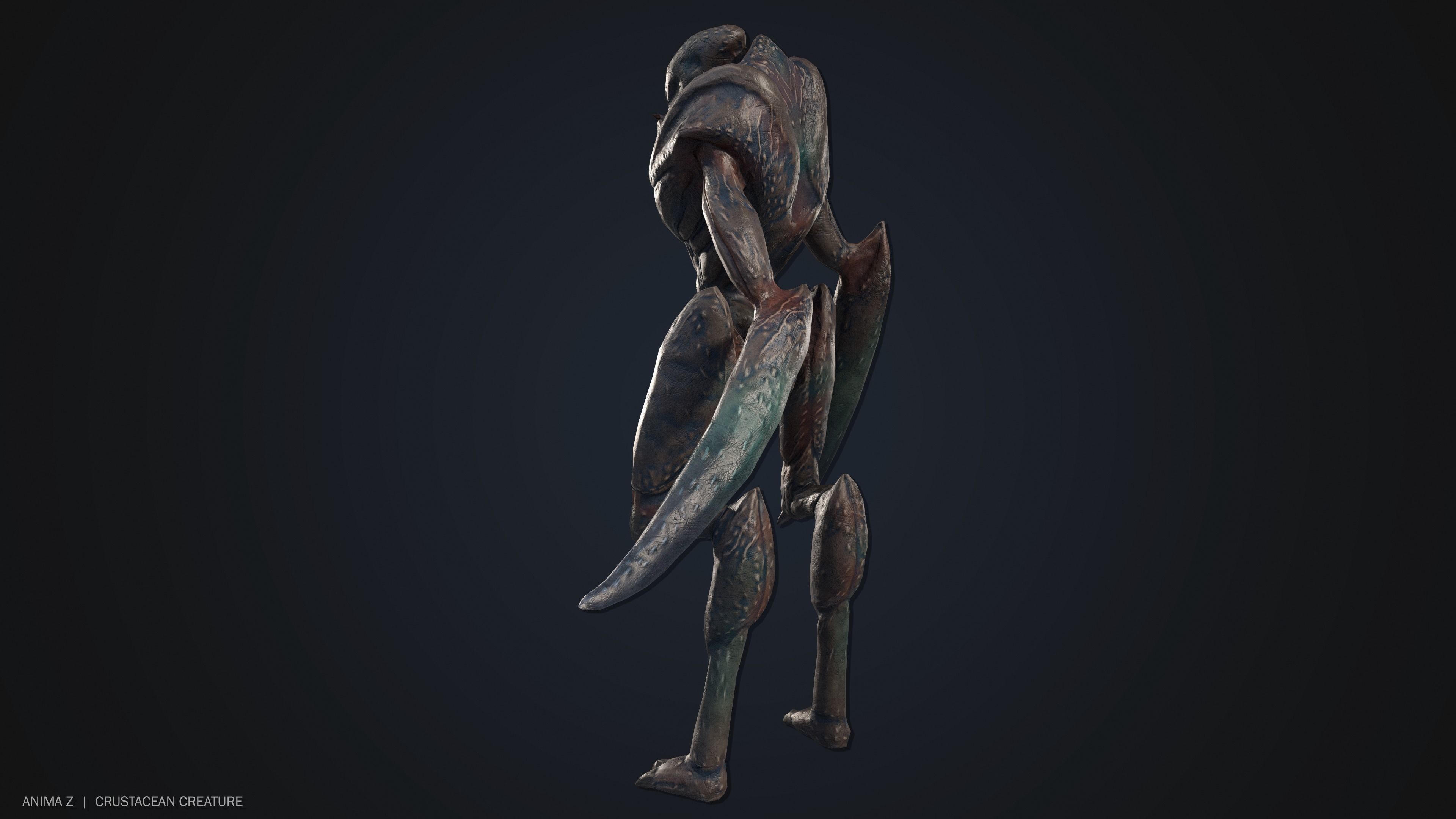 Crustacean creature Low-poly 3D model_5