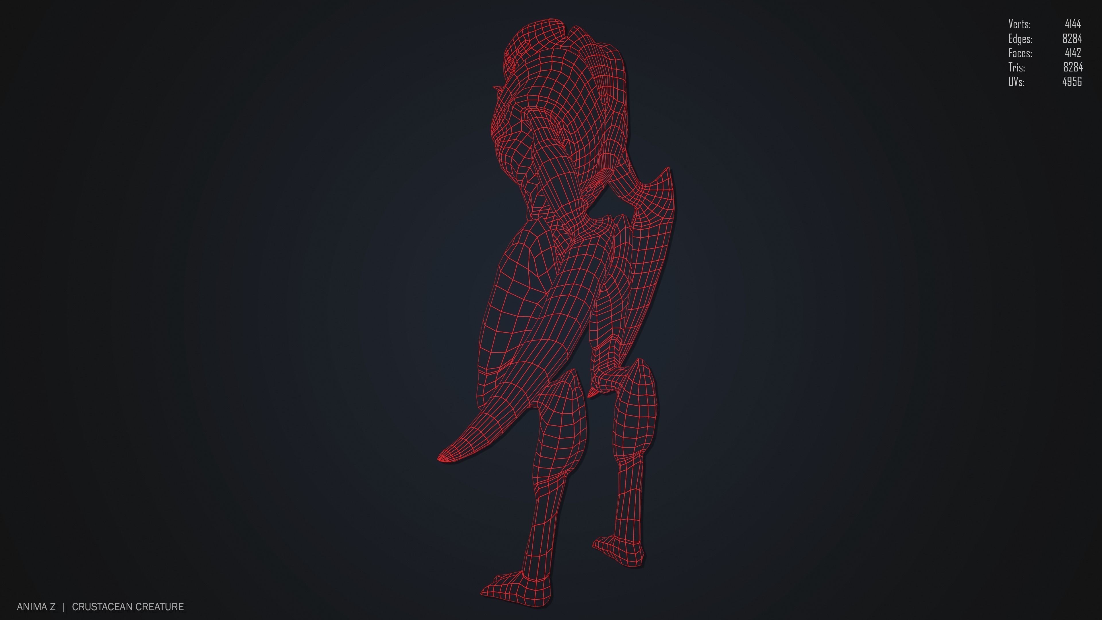 Crustacean creature Low-poly 3D model_10