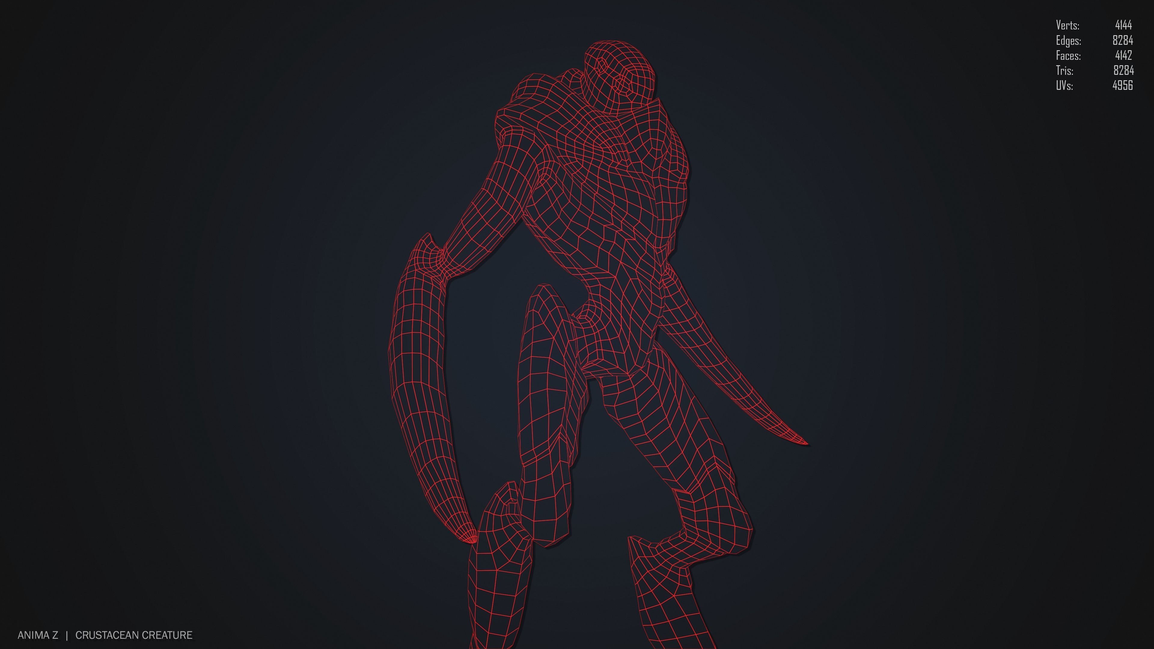 Crustacean creature Low-poly 3D model_14