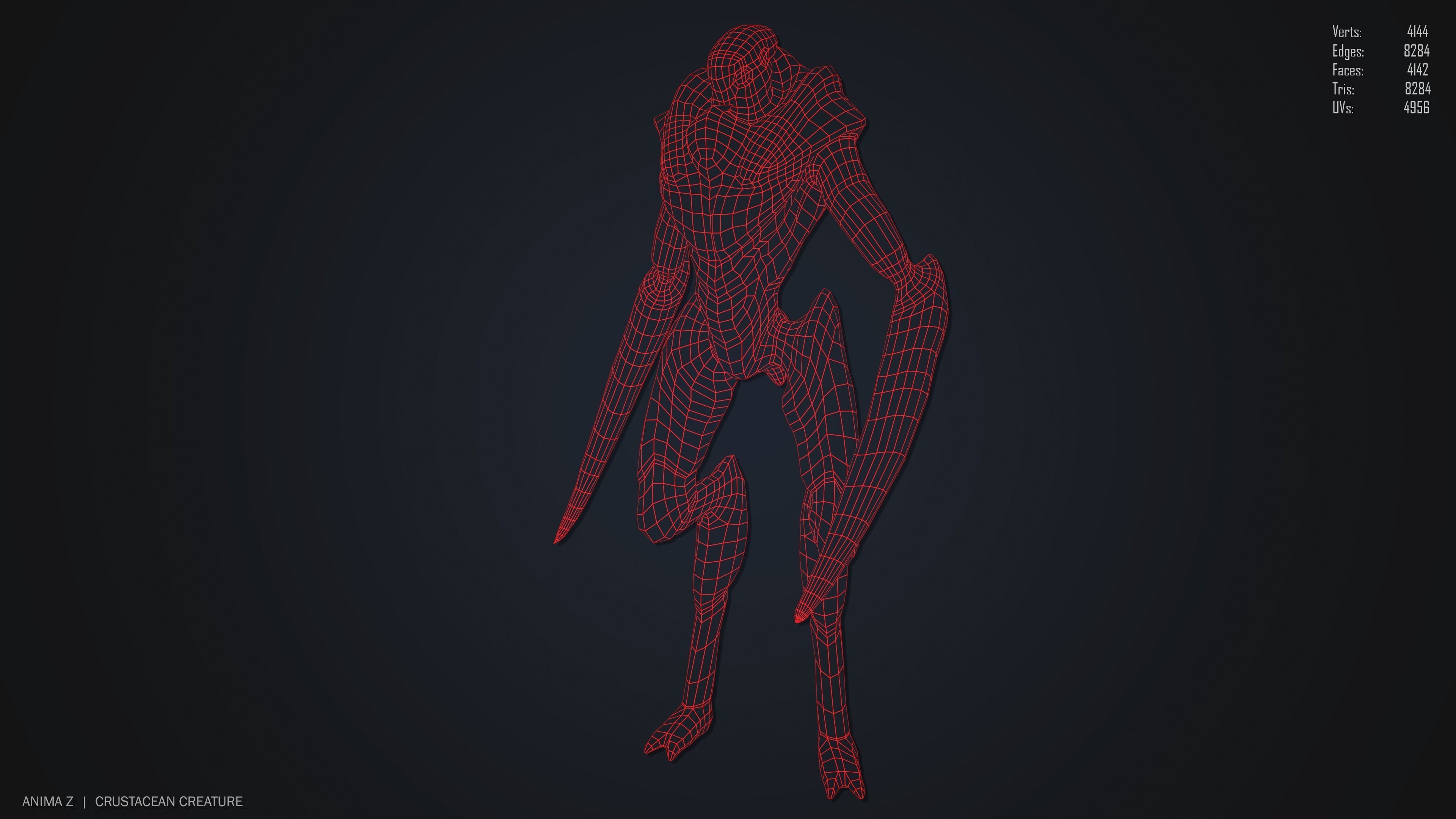 Crustacean creature Low-poly 3D model_13