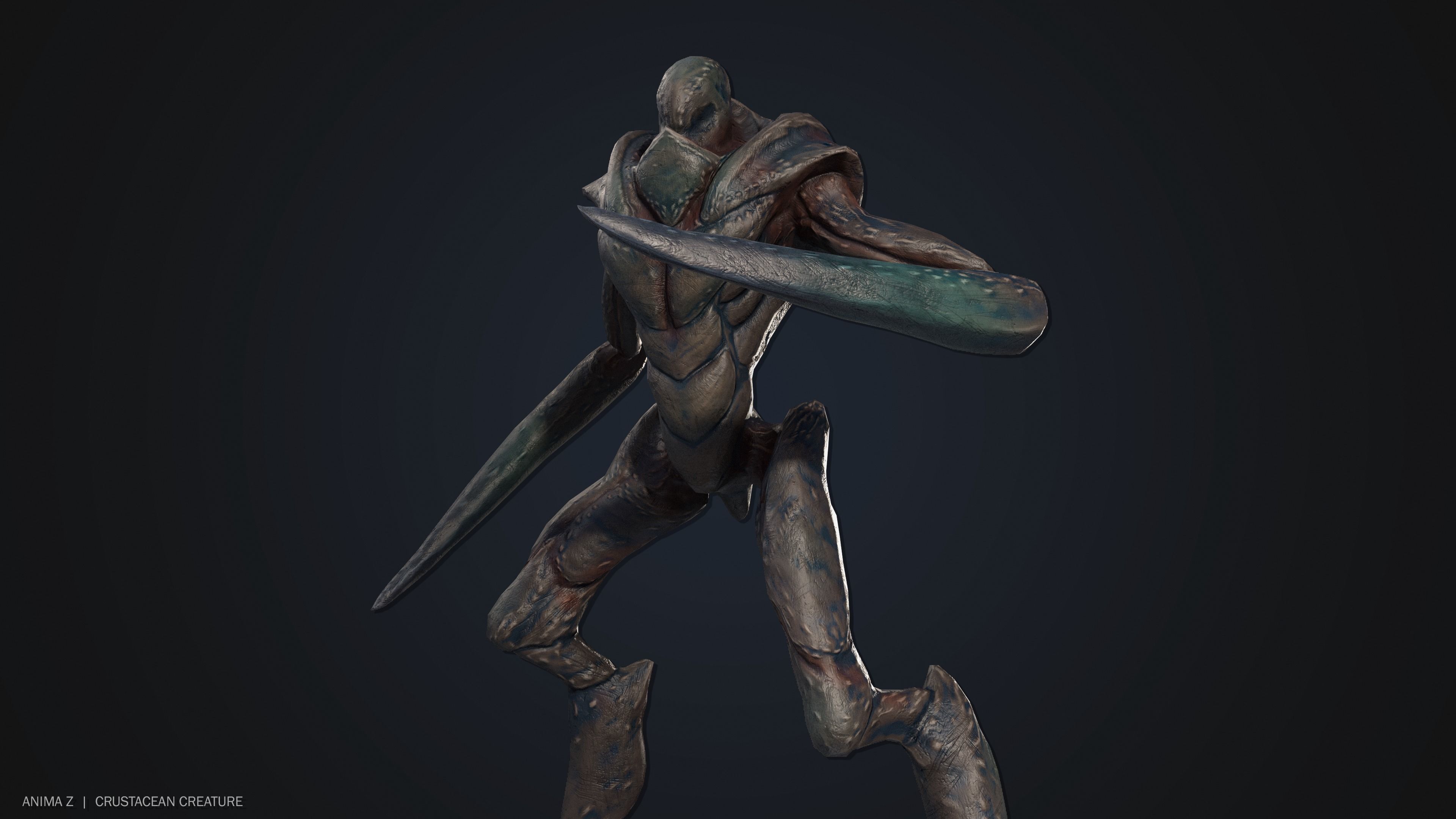 Crustacean creature Low-poly 3D model_1