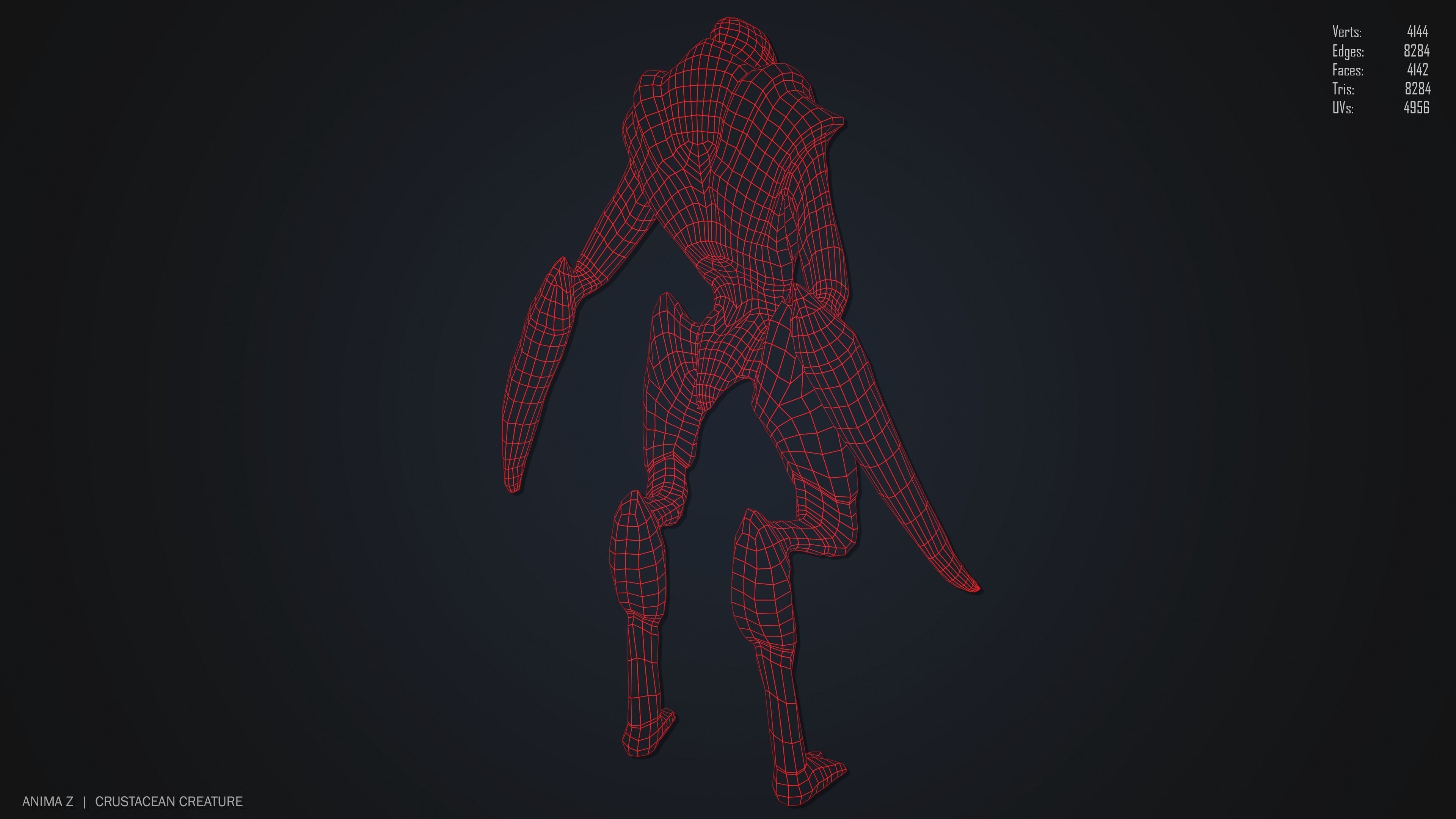 Crustacean creature Low-poly 3D model_16