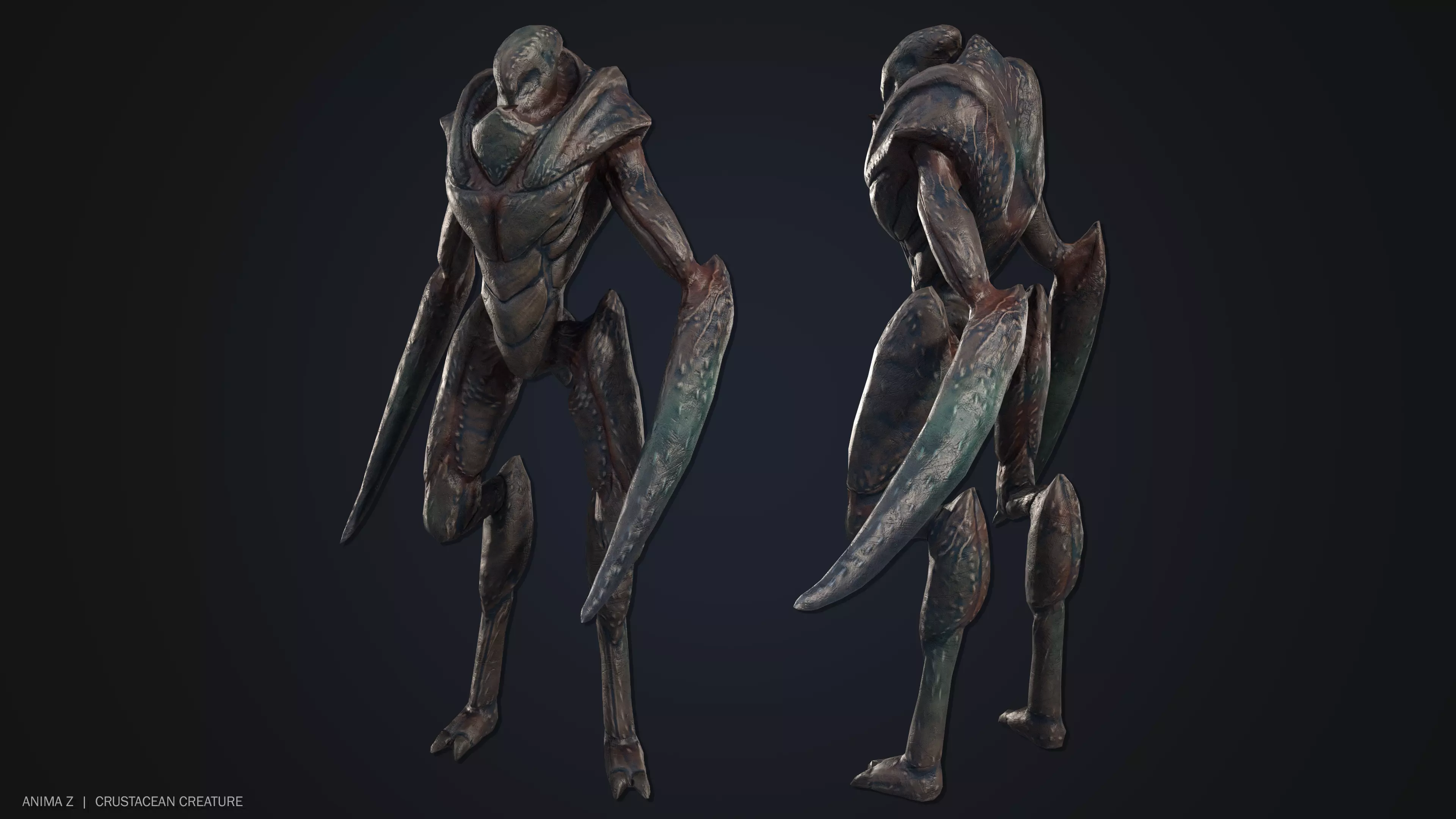 Crustacean creature Low-poly 3D model_0