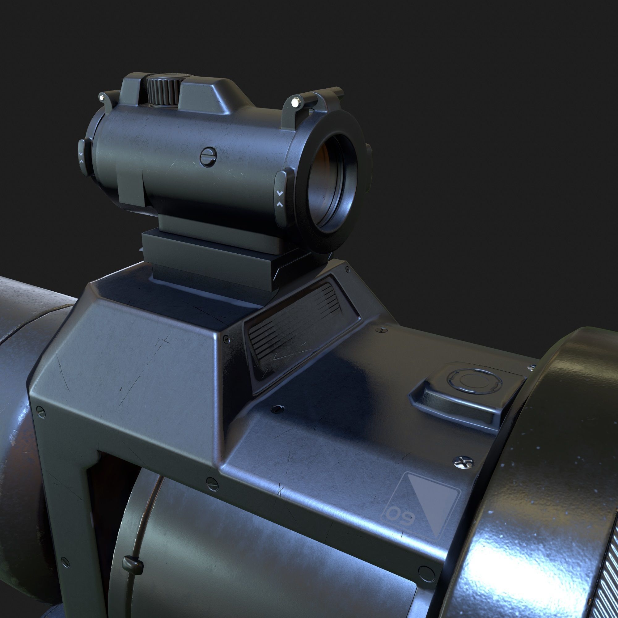 High Poly Sci-fi Revolver PBR 3D model_9