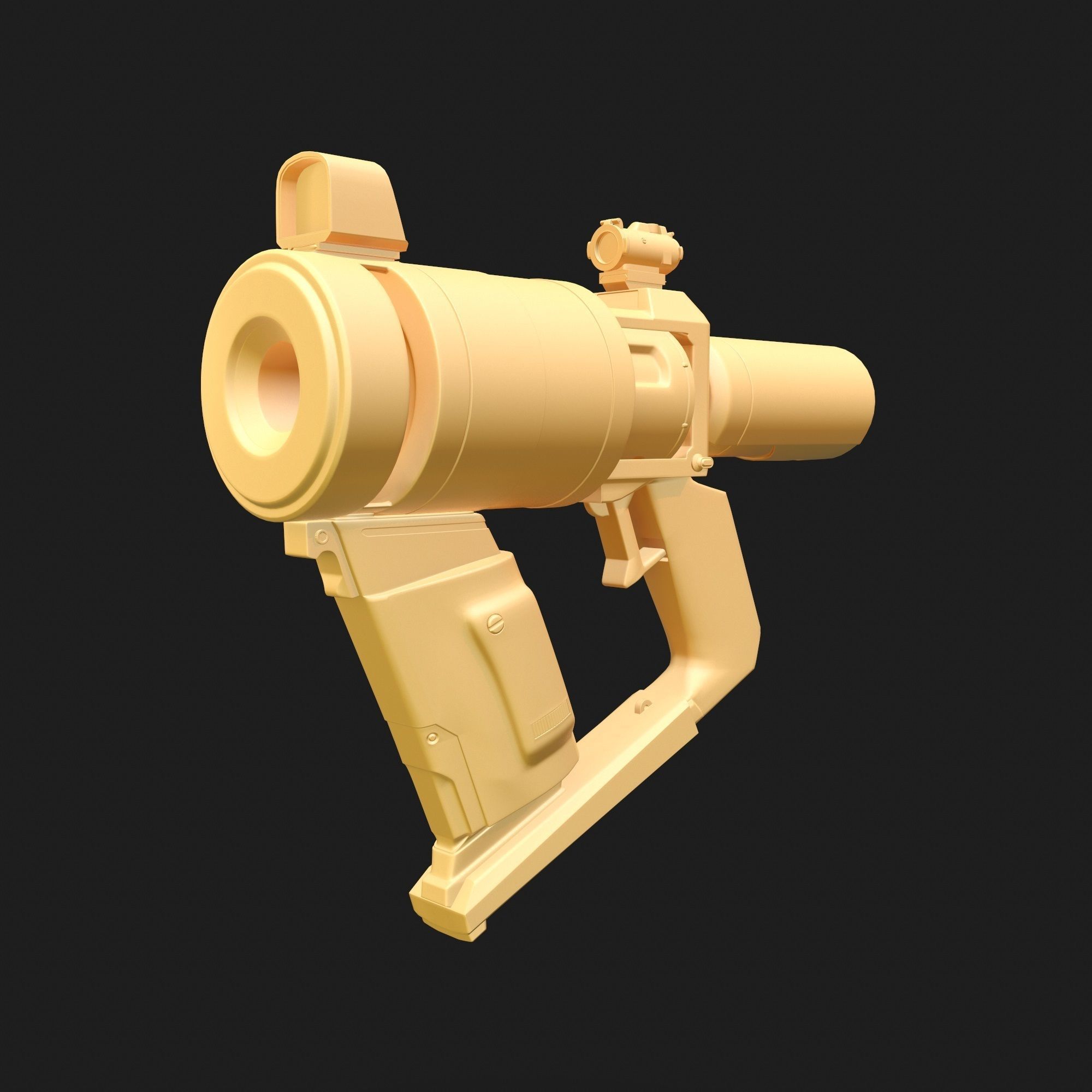 High Poly Sci-fi Revolver PBR 3D model_16