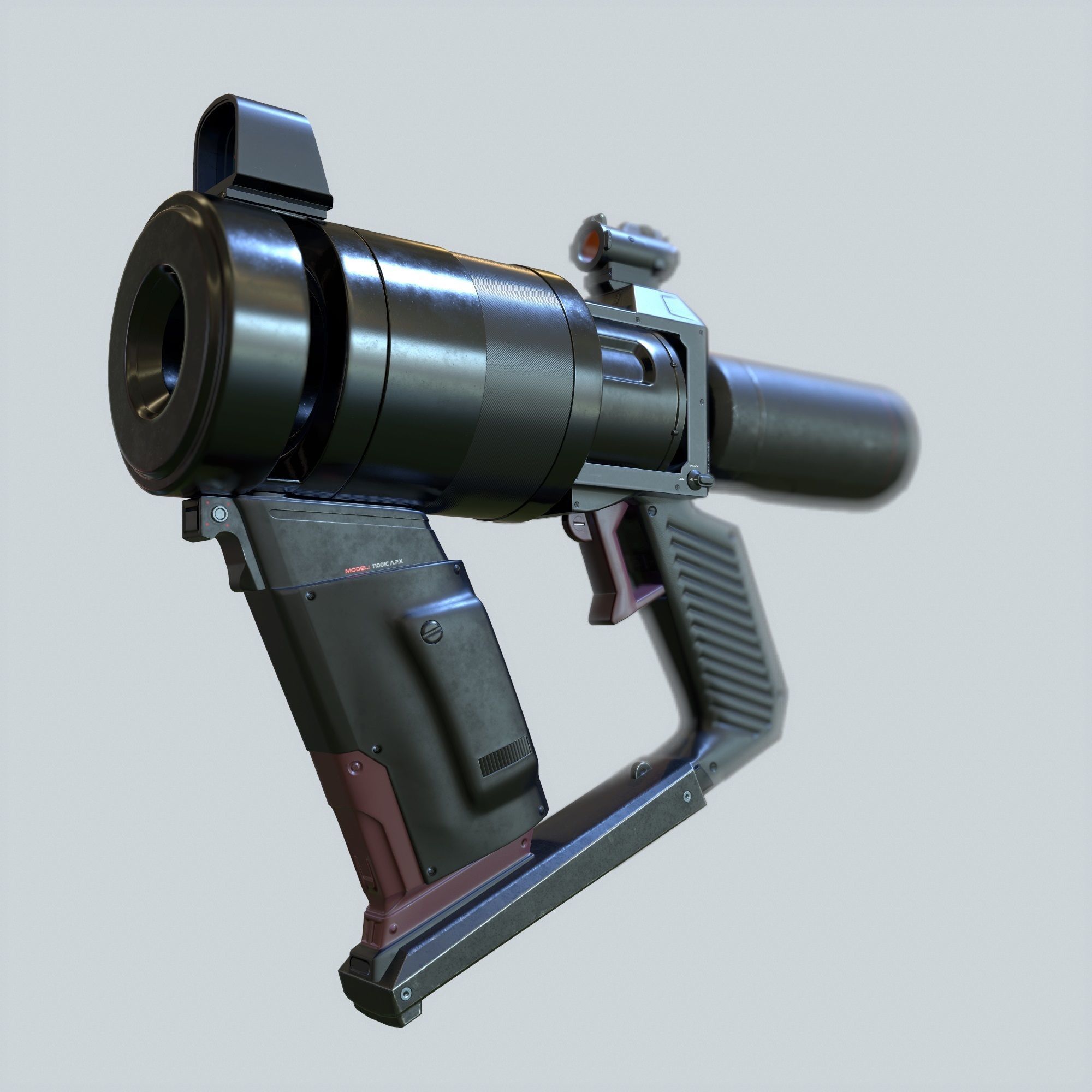 High Poly Sci-fi Revolver PBR 3D model_40