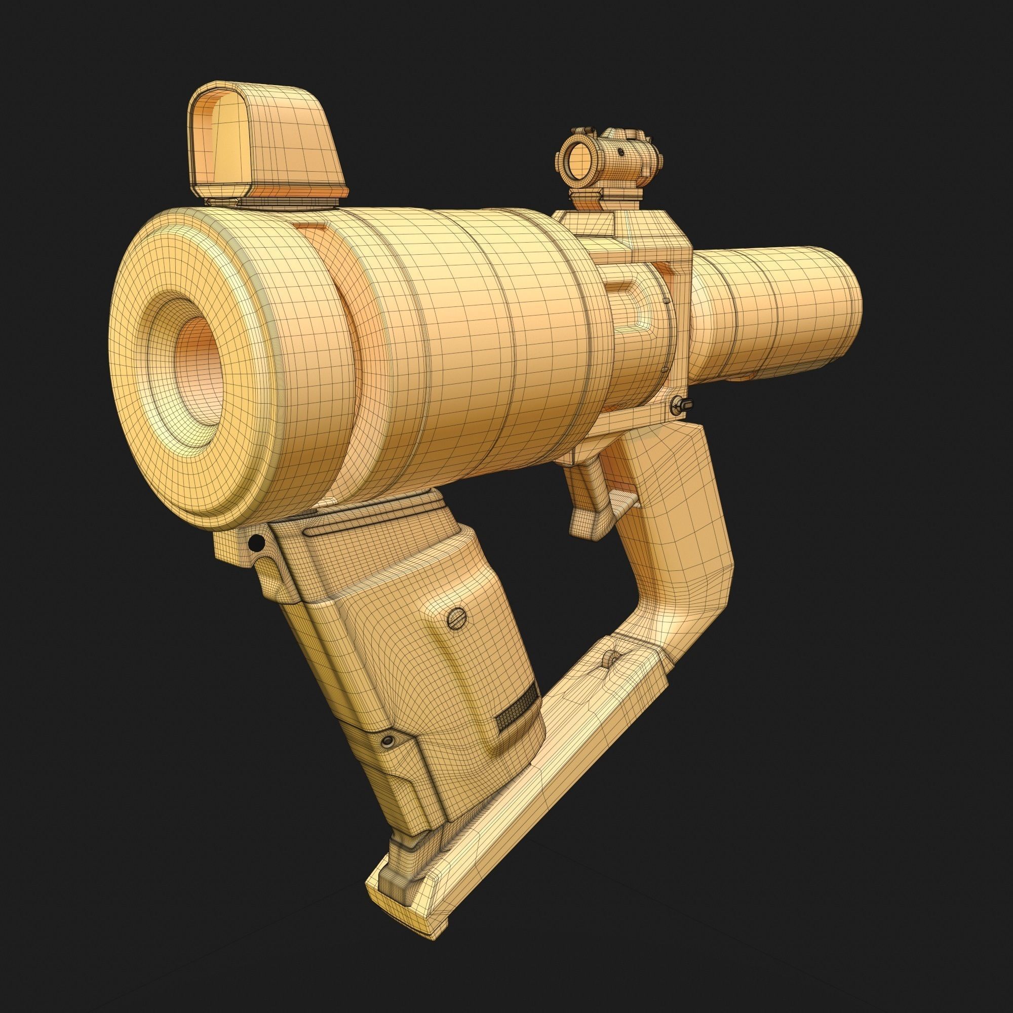 High Poly Sci-fi Revolver PBR 3D model_22