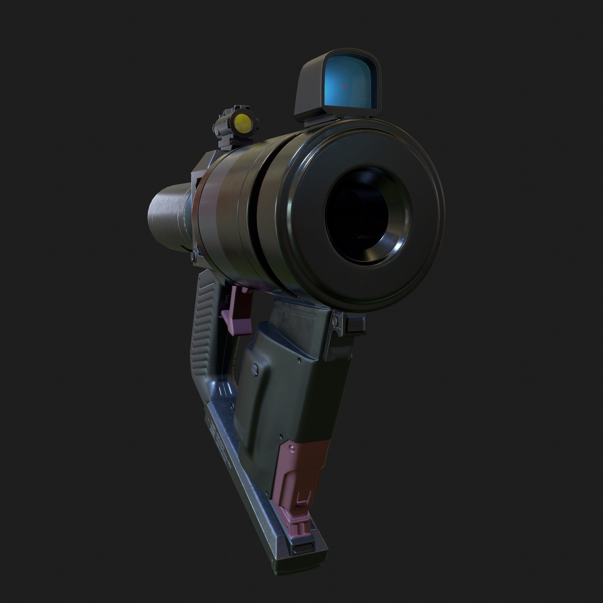 High Poly Sci-fi Revolver PBR 3D model_6
