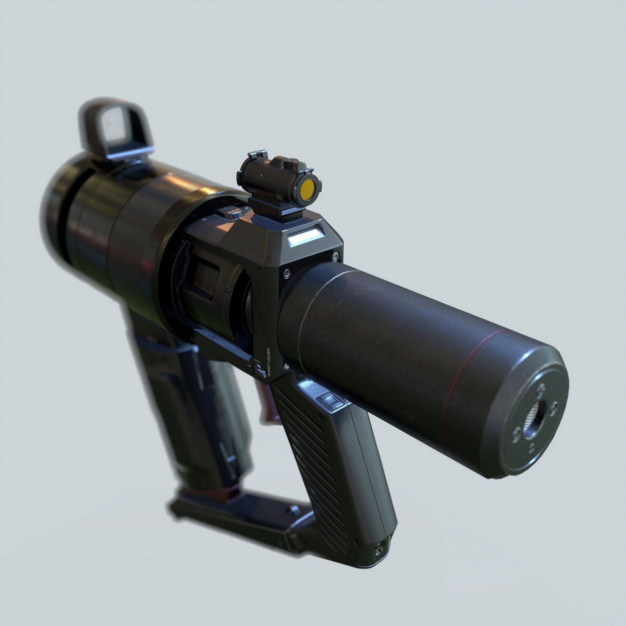 High Poly Sci-fi Revolver PBR 3D model_43