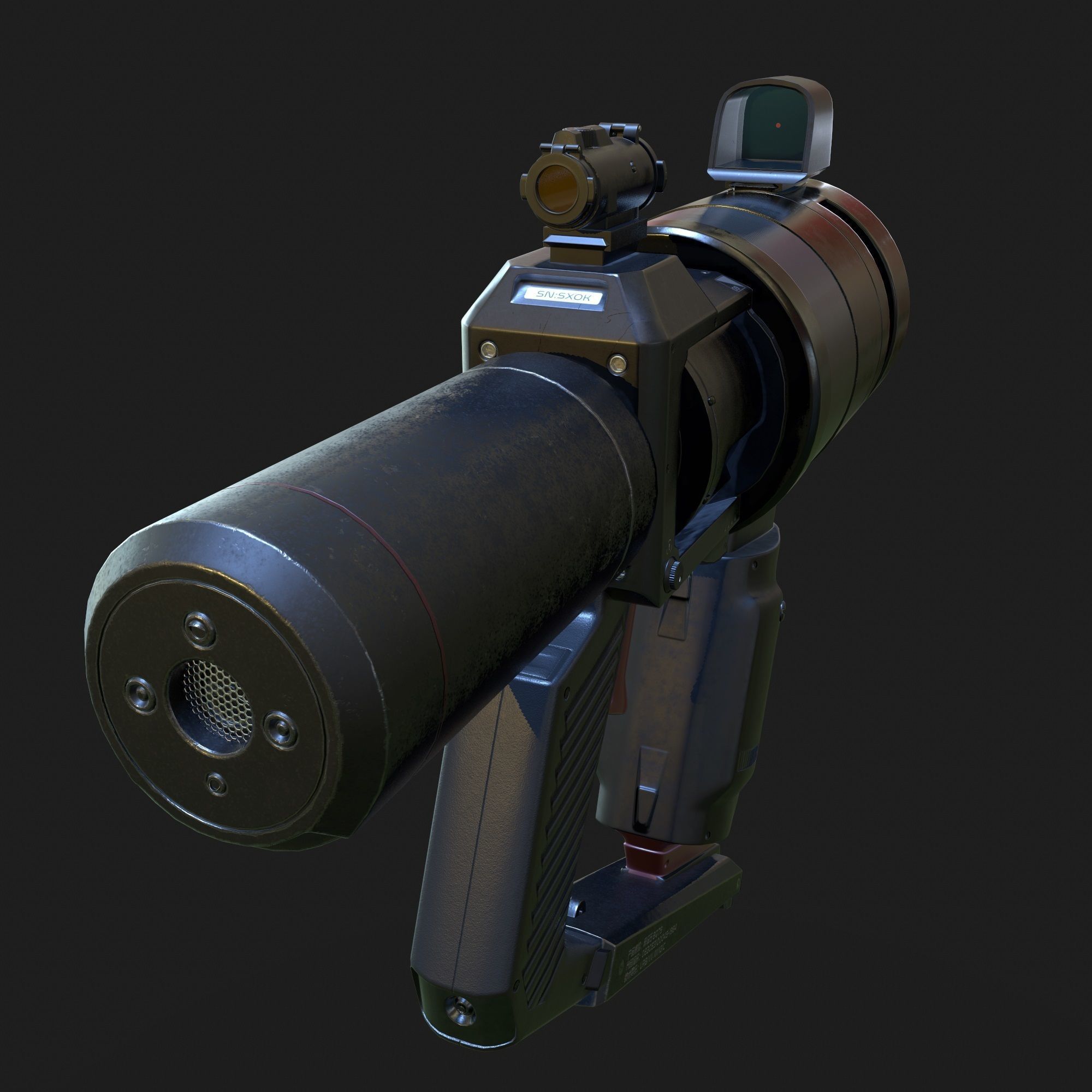 High Poly Sci-fi Revolver PBR 3D model_3