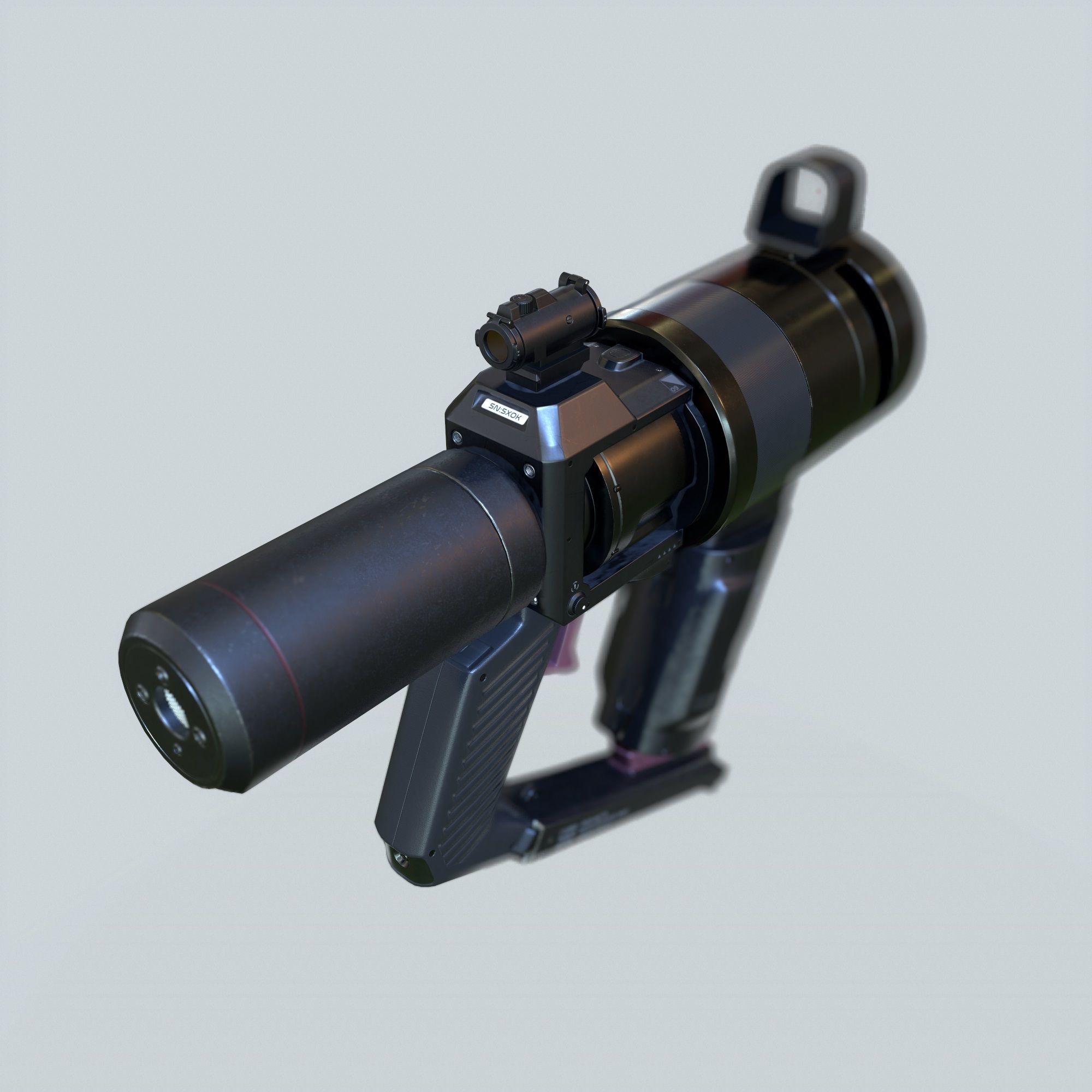 High Poly Sci-fi Revolver PBR 3D model_42