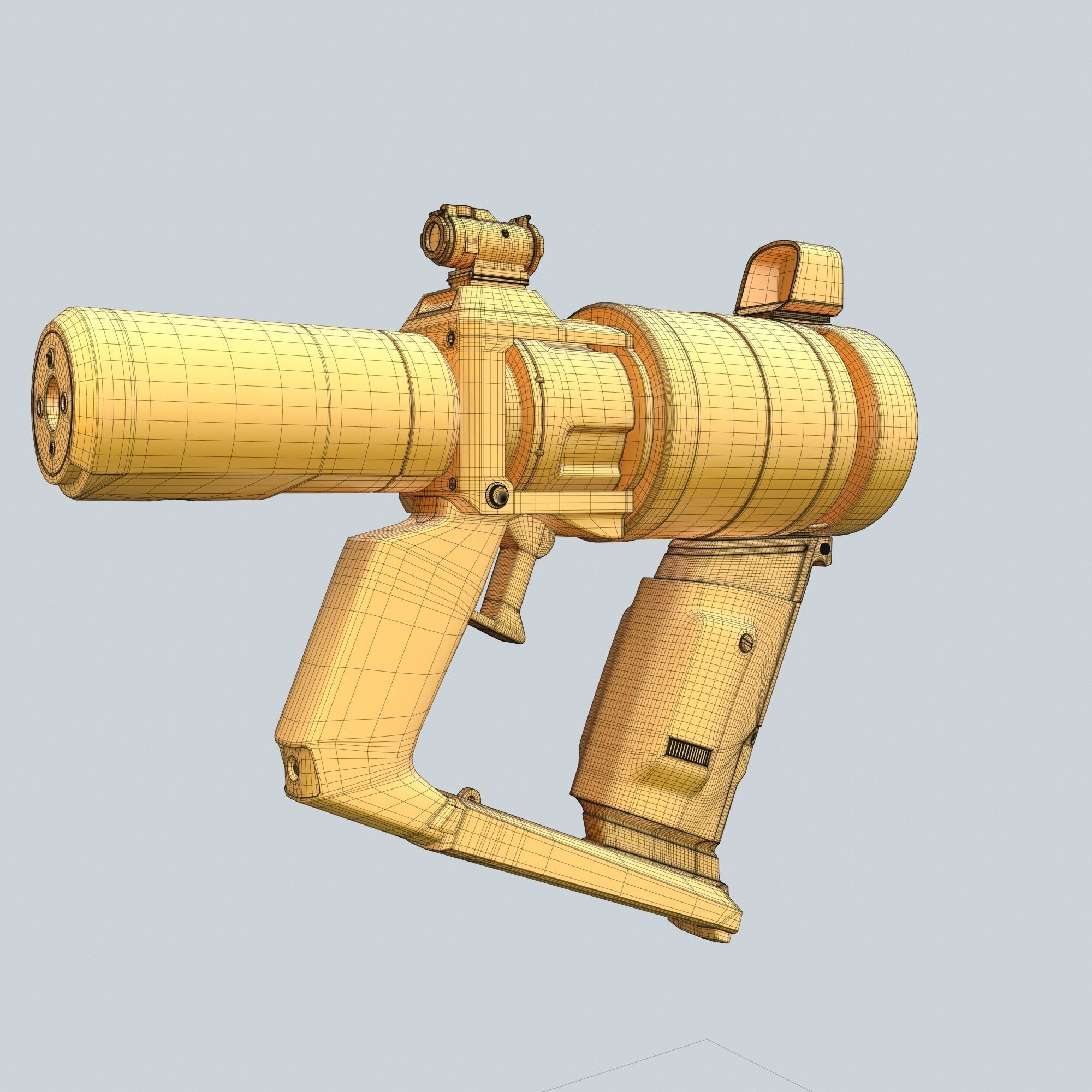 High Poly Sci-fi Revolver PBR 3D model_46