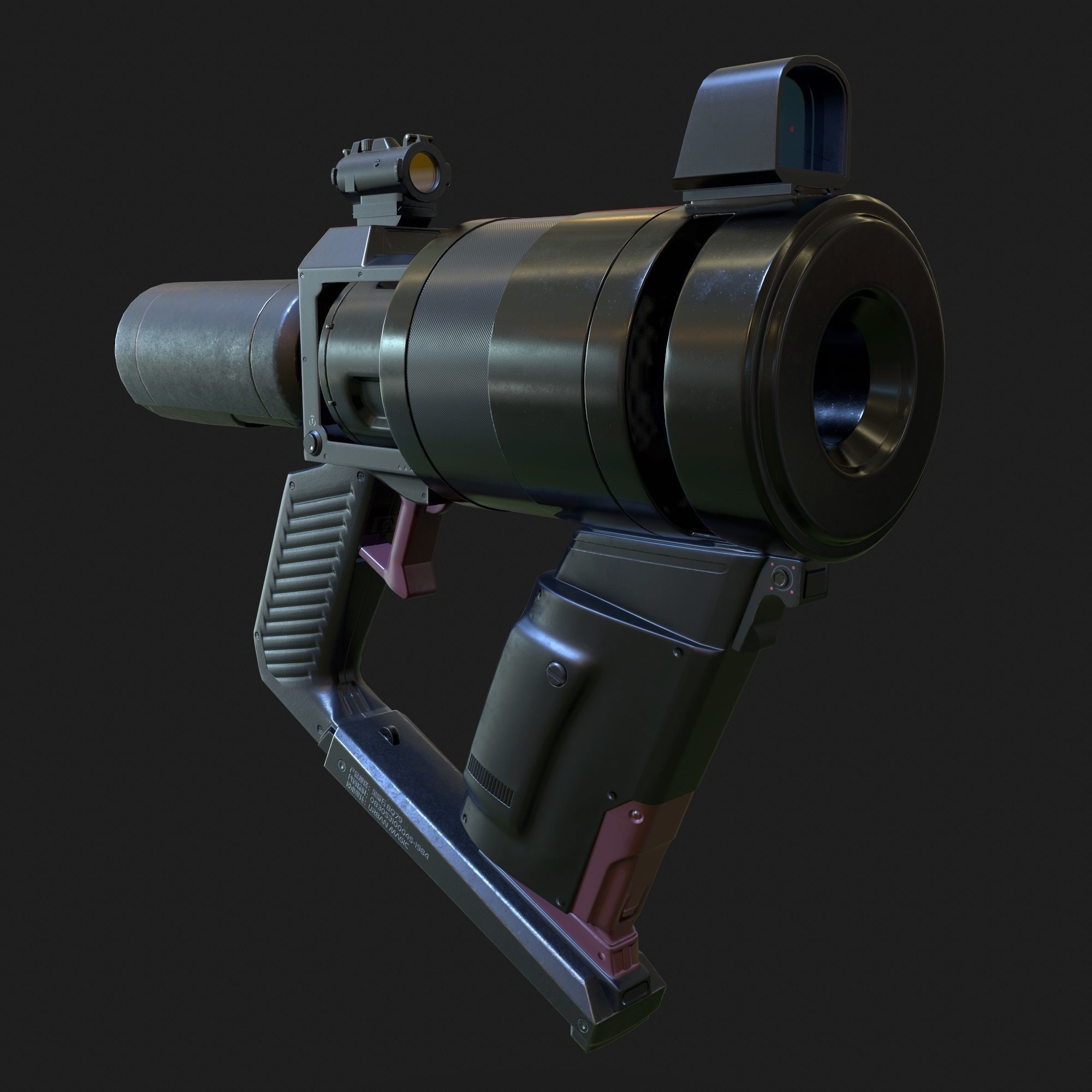 High Poly Sci-fi Revolver PBR 3D model_5