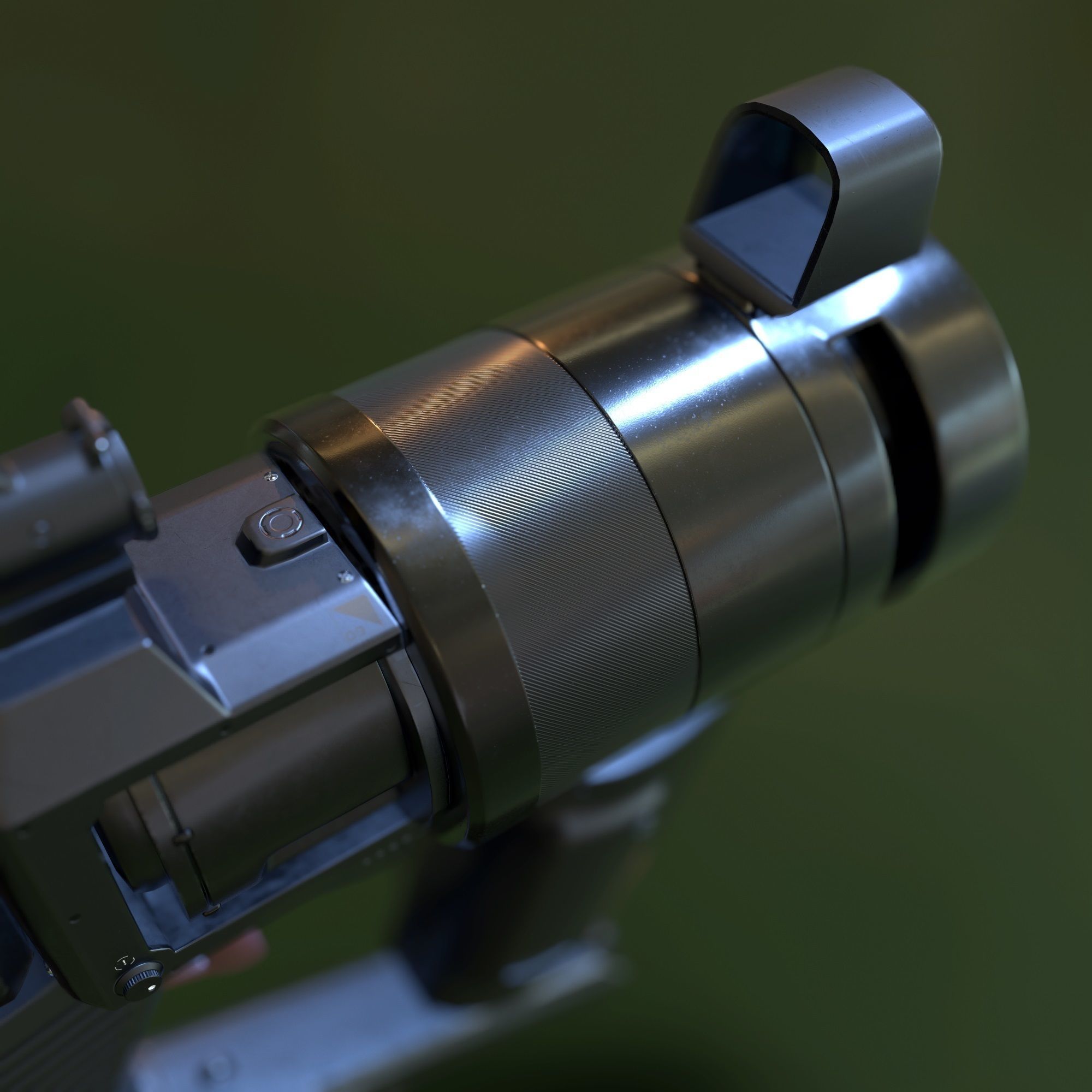 High Poly Sci-fi Revolver PBR 3D model_35