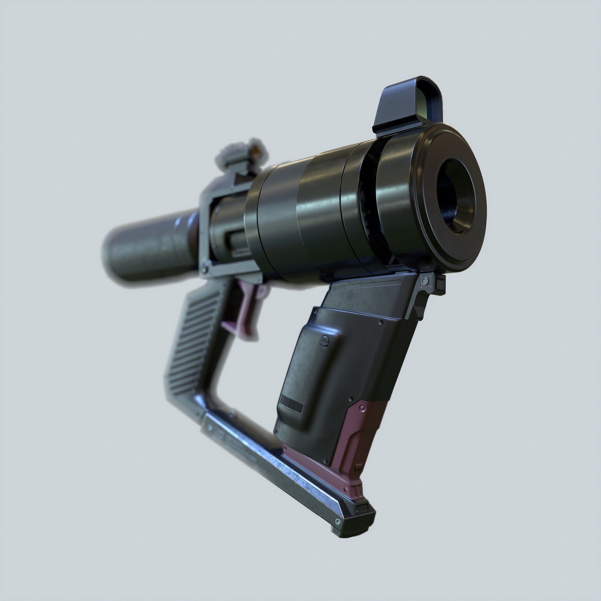 High Poly Sci-fi Revolver PBR 3D model_41