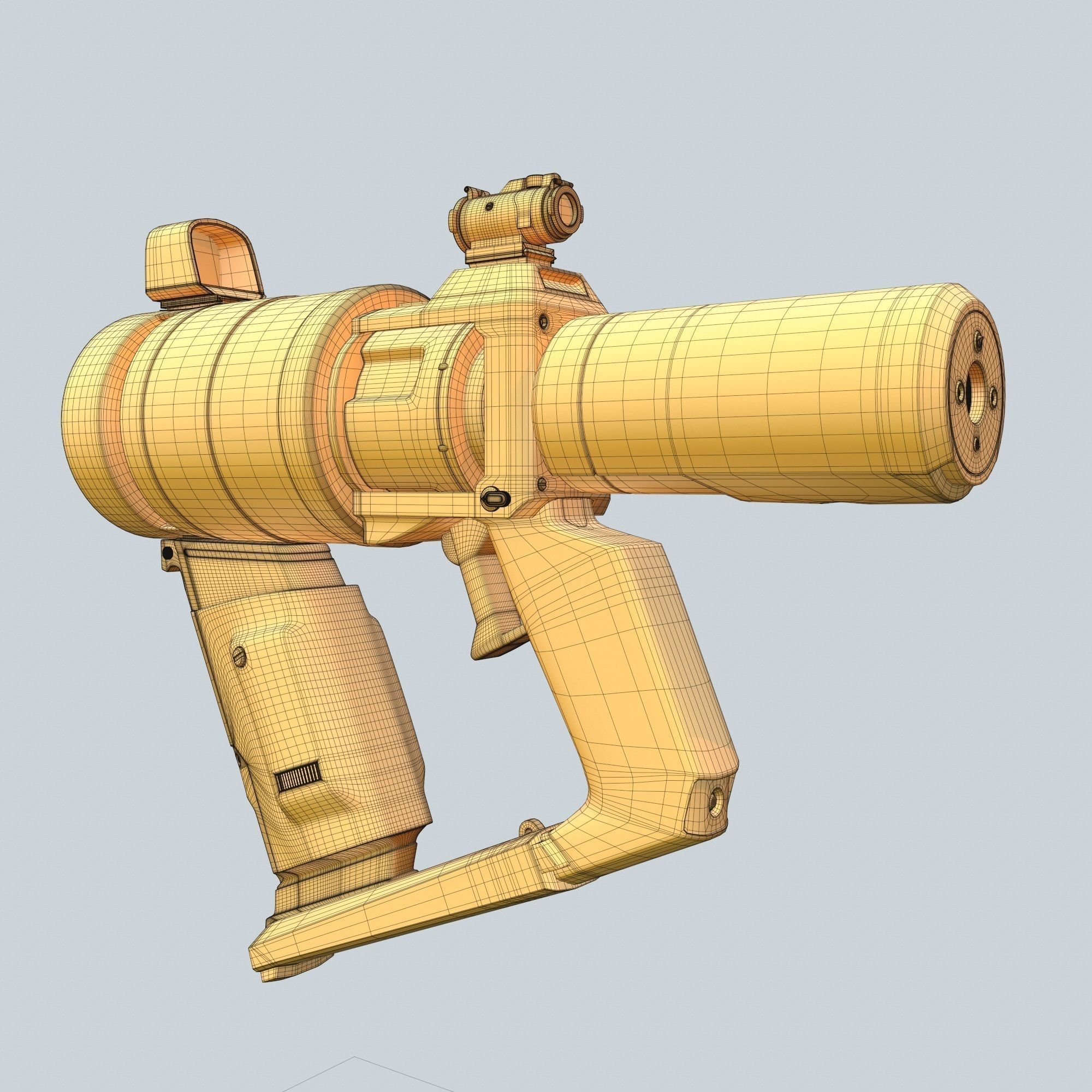 High Poly Sci-fi Revolver PBR 3D model_45